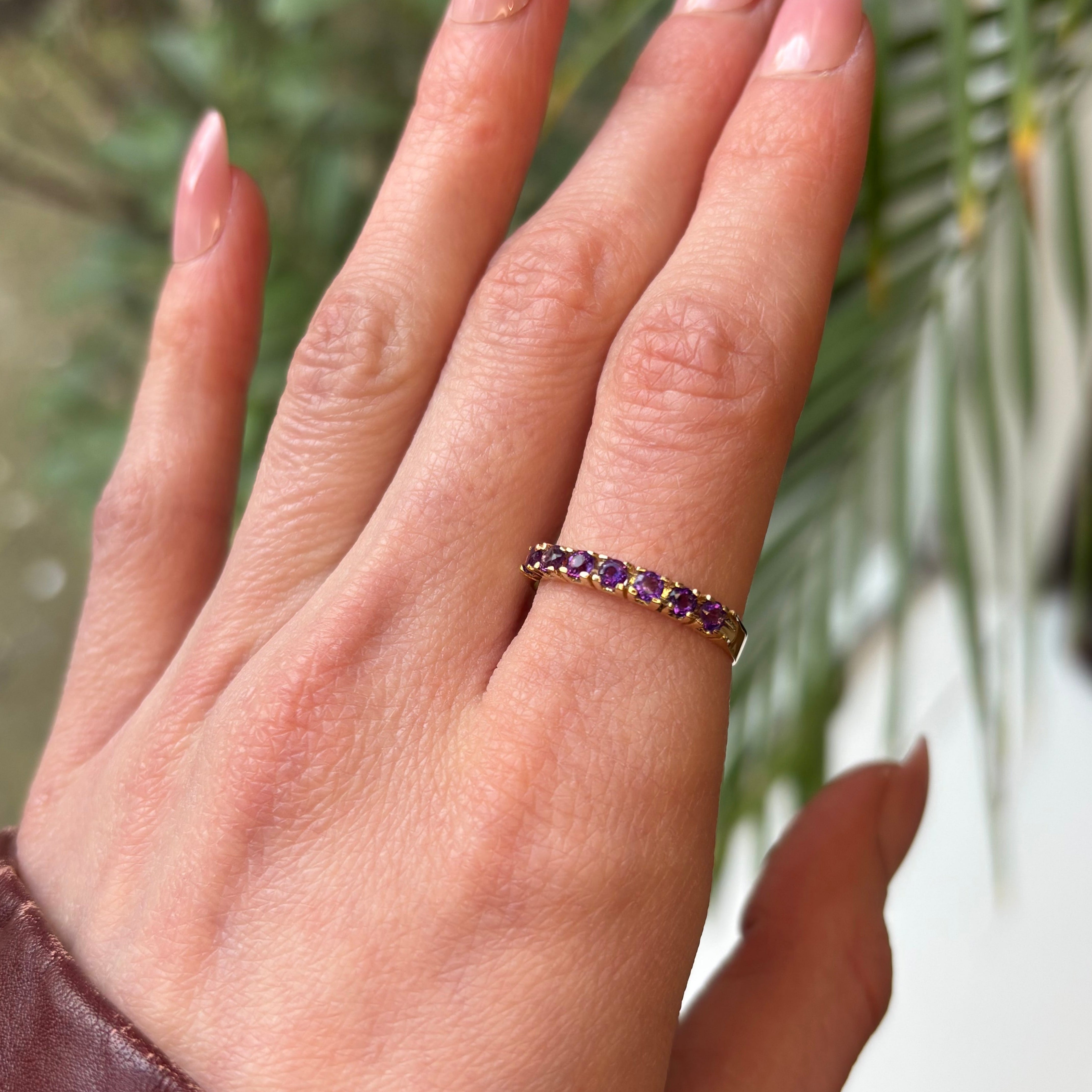 Amethyst 7 Stones Ring Gold 18k