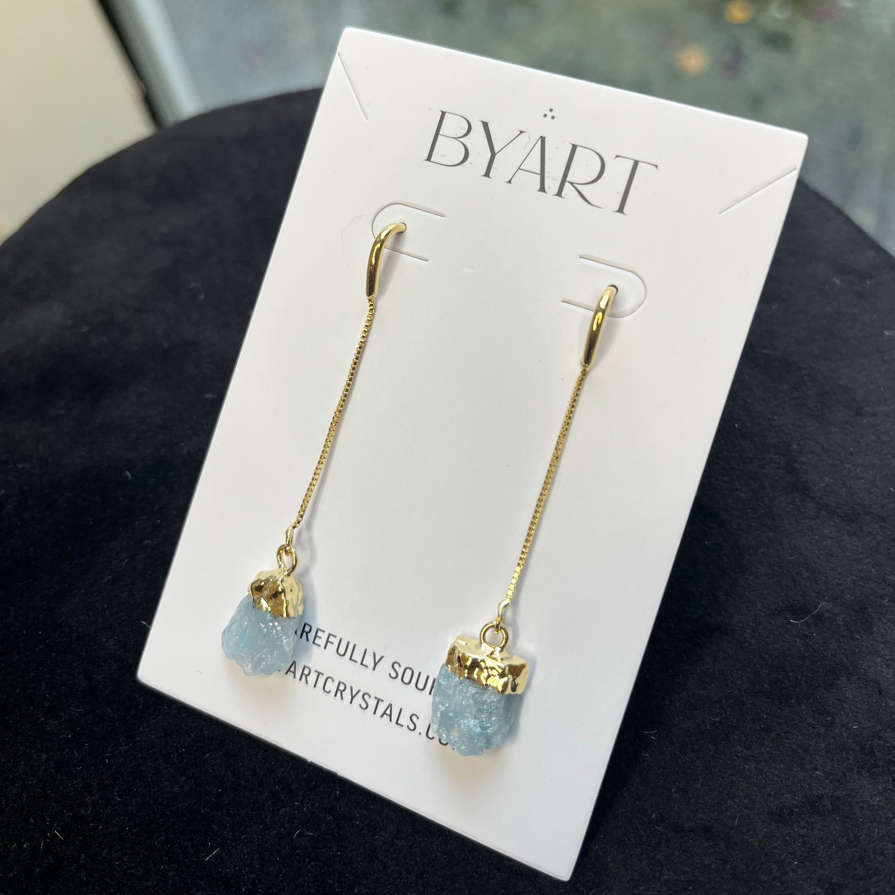 Aquamarine Threaded Earrings