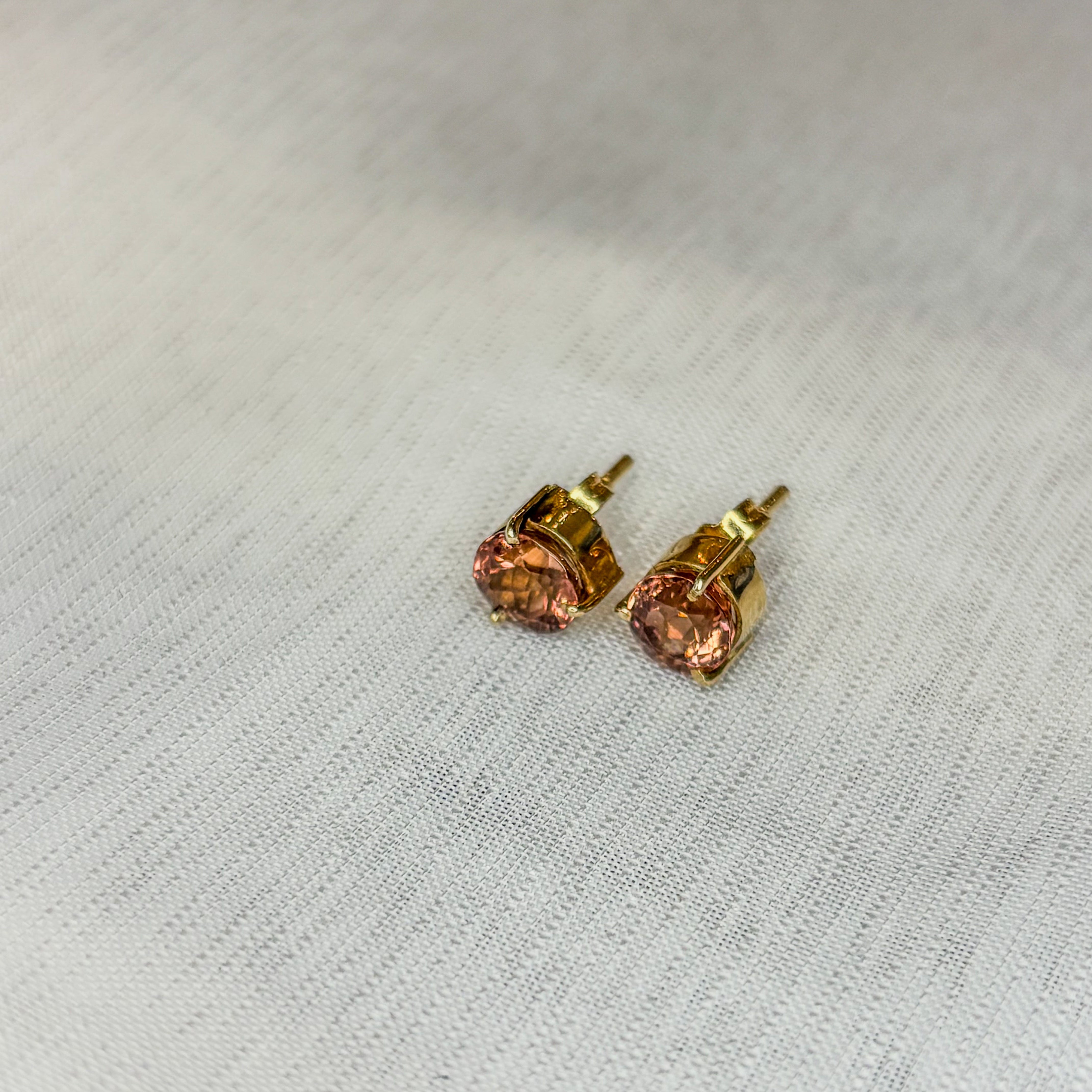 Pink Tourmaline Earrings - 14k Solid Gold