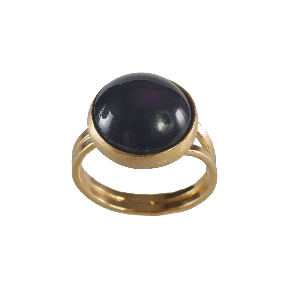 Crystal Cabuchon Adjustable Ring - Gold Plated