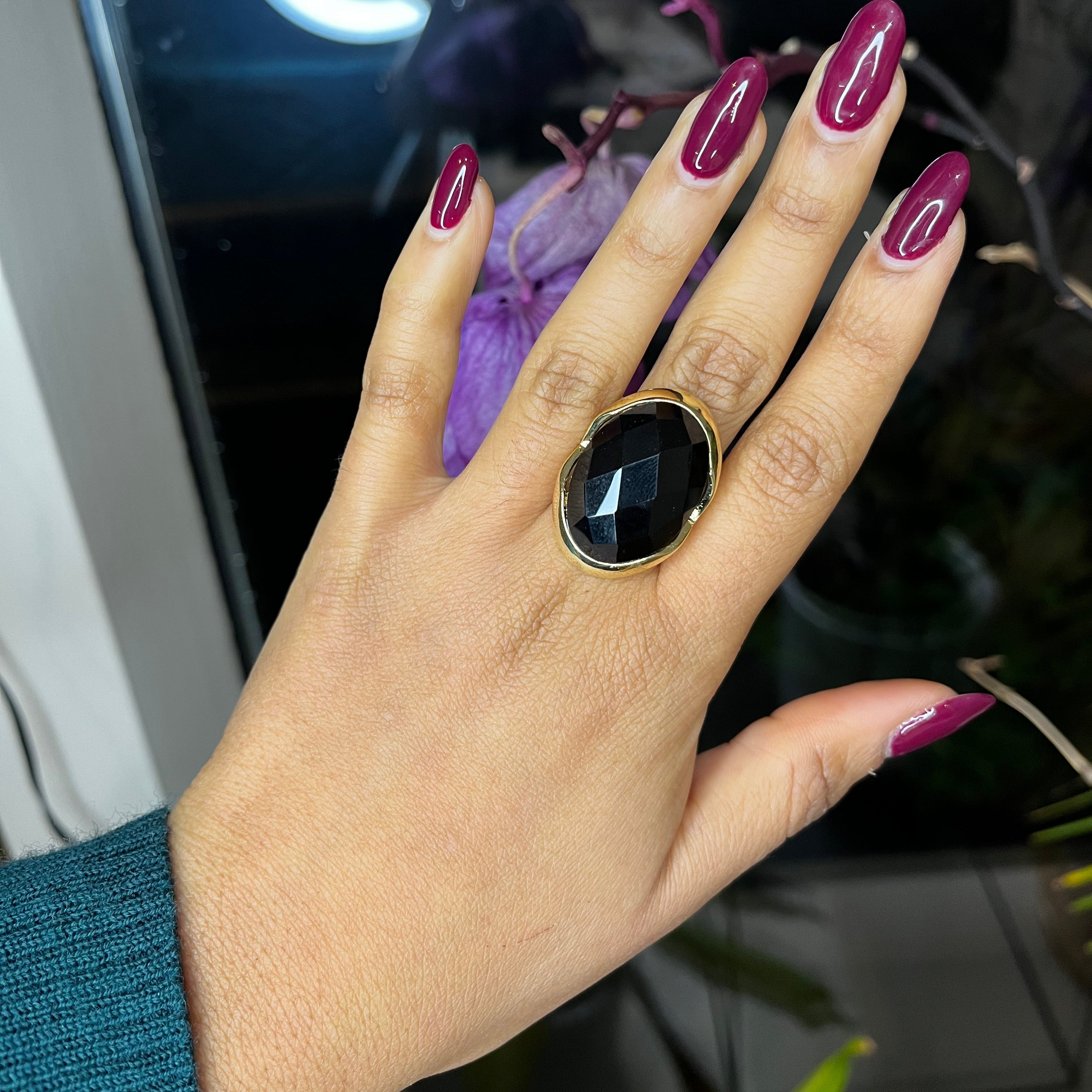 Big Black obsidian ring