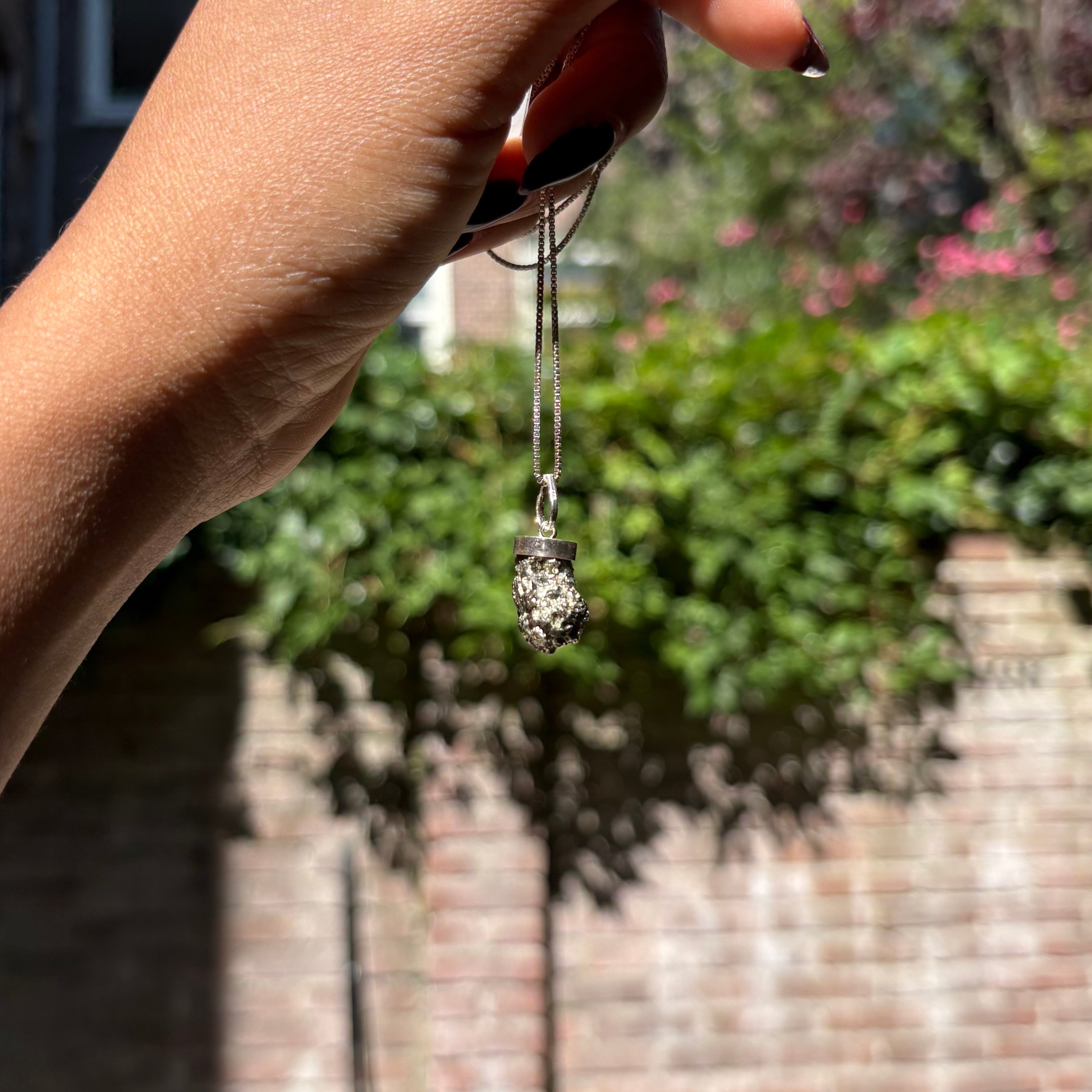 Pyrite Raw Drop Pendant - Sterling Silver