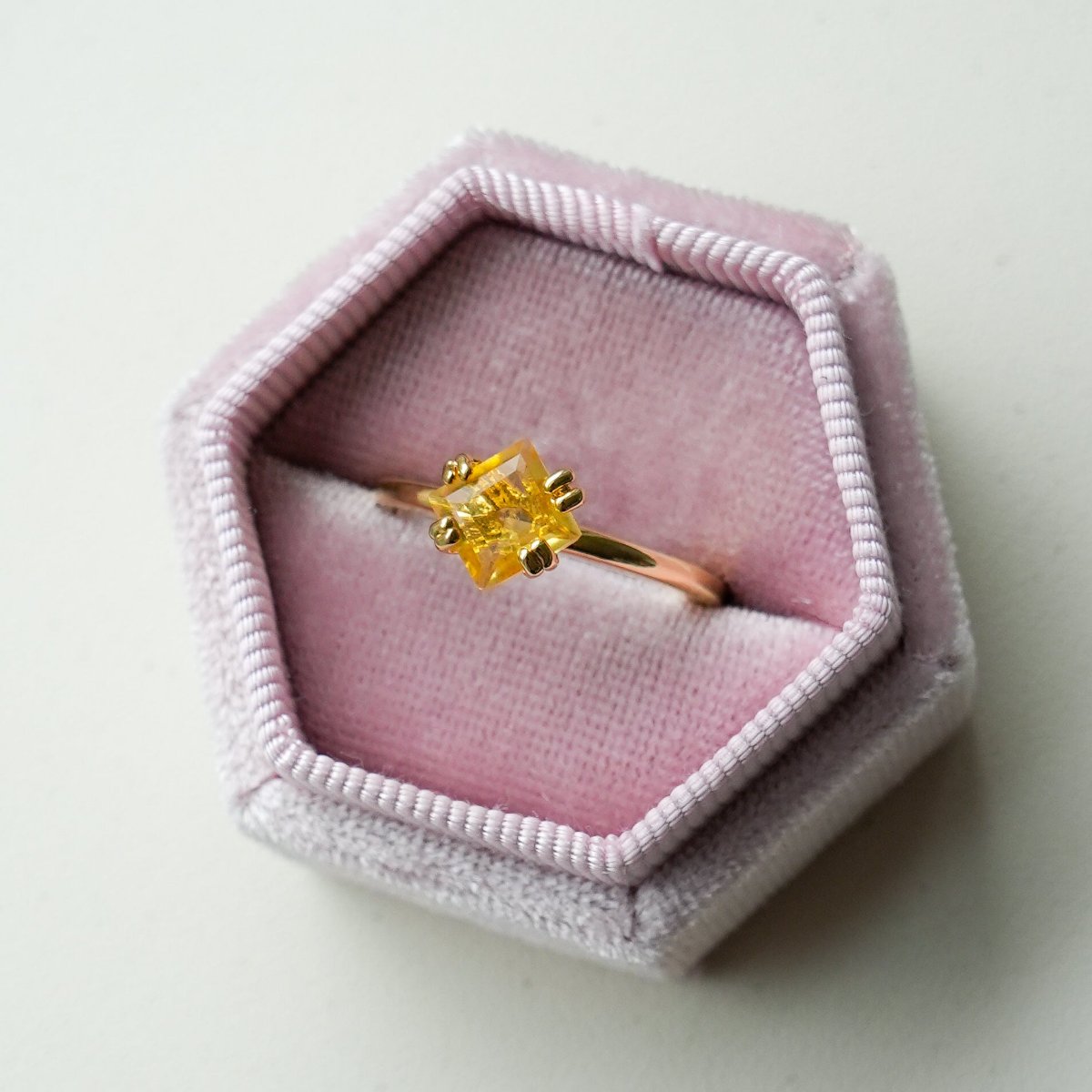 Citrine - Rhombus Ring - Gold Plated