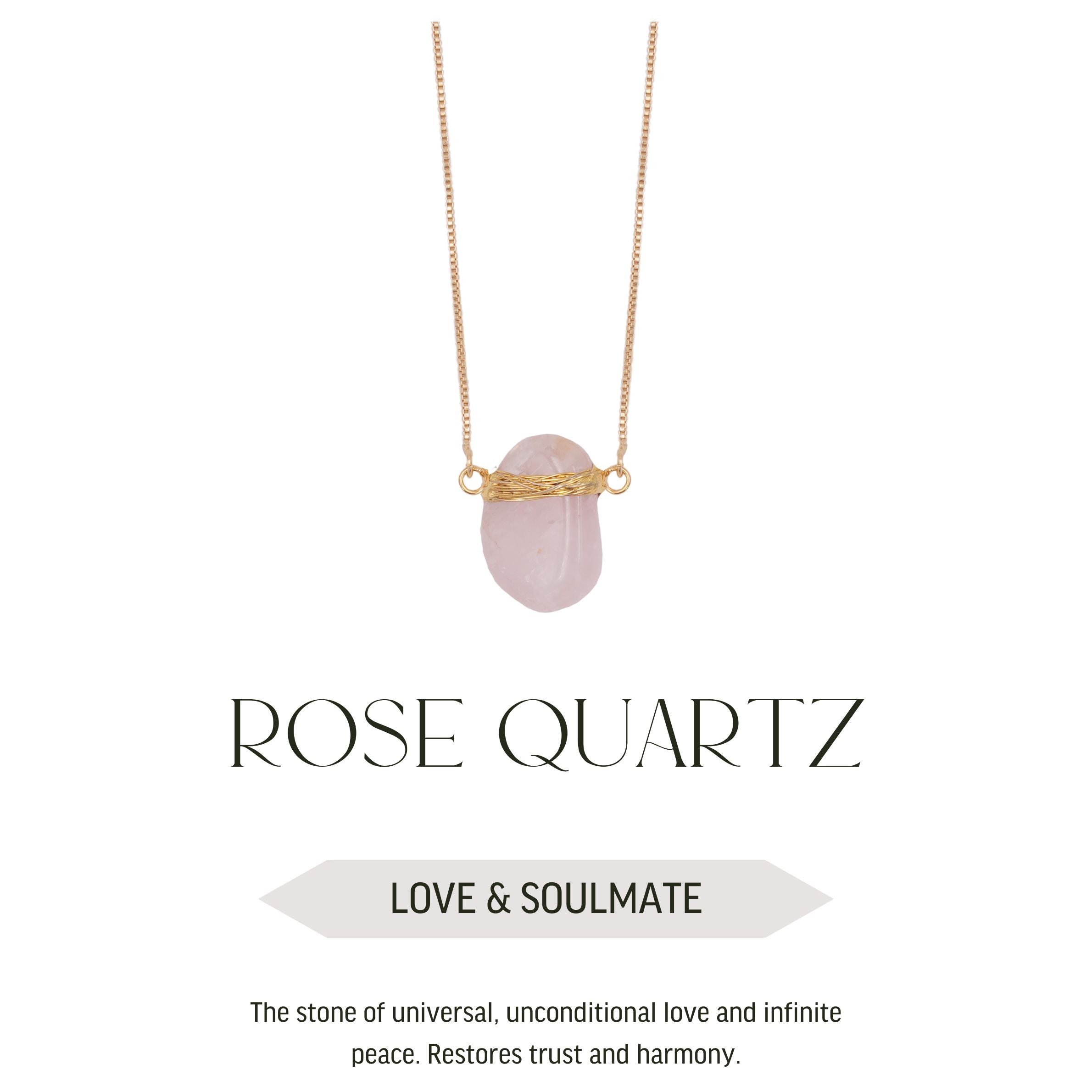 Rose Quartz - Wrapped Raw Necklace - Gold Plated - S