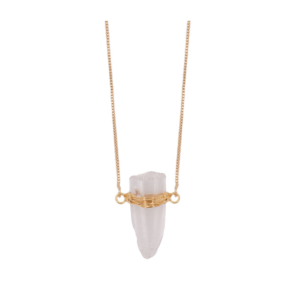 MINI Raw Wrapped Clear Quartz - Gold Plated Necklace