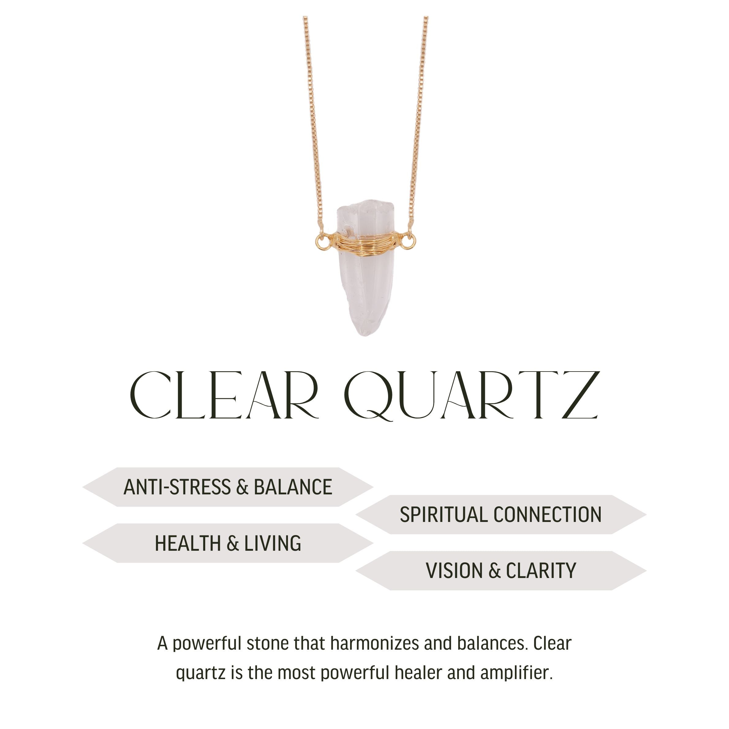 Clear Quartz - Wrapped Necklace Raw - Gold Plated - S