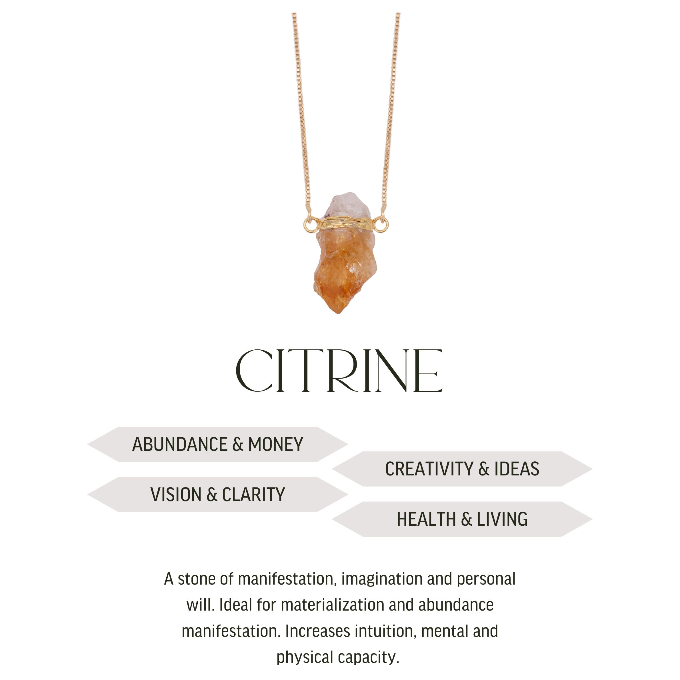 Citrine - Wrapped Necklace Raw - Gold Plated - S