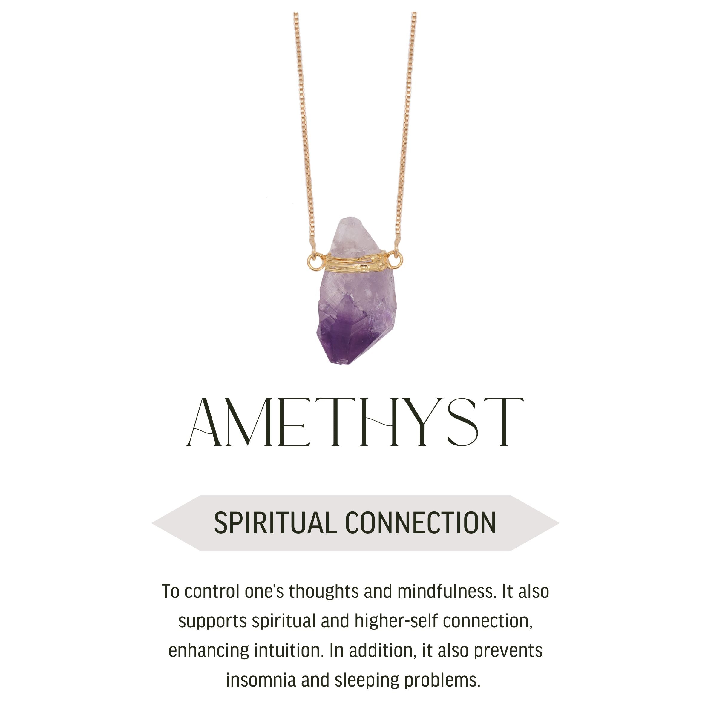 Amethyst - Wrapped Necklace Raw - Gold Plated - S