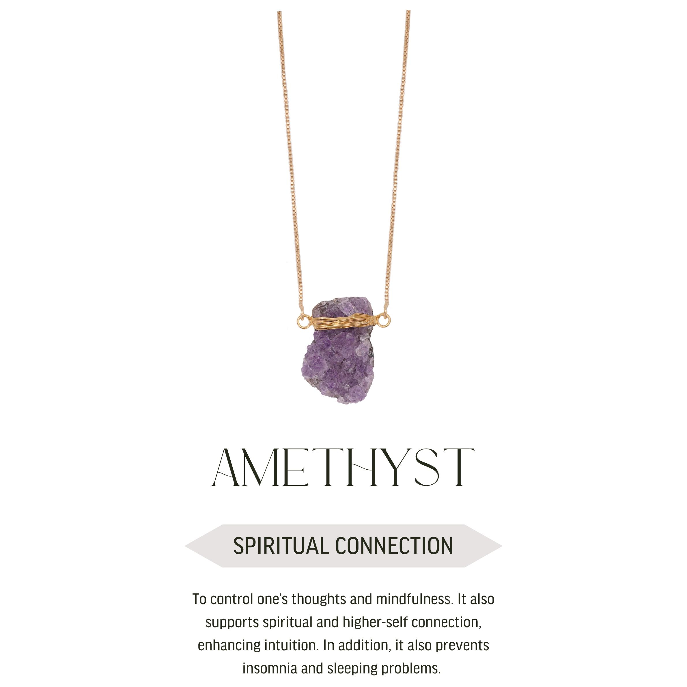 Amethyst - Wrapped Geode Necklace - Gold Plated