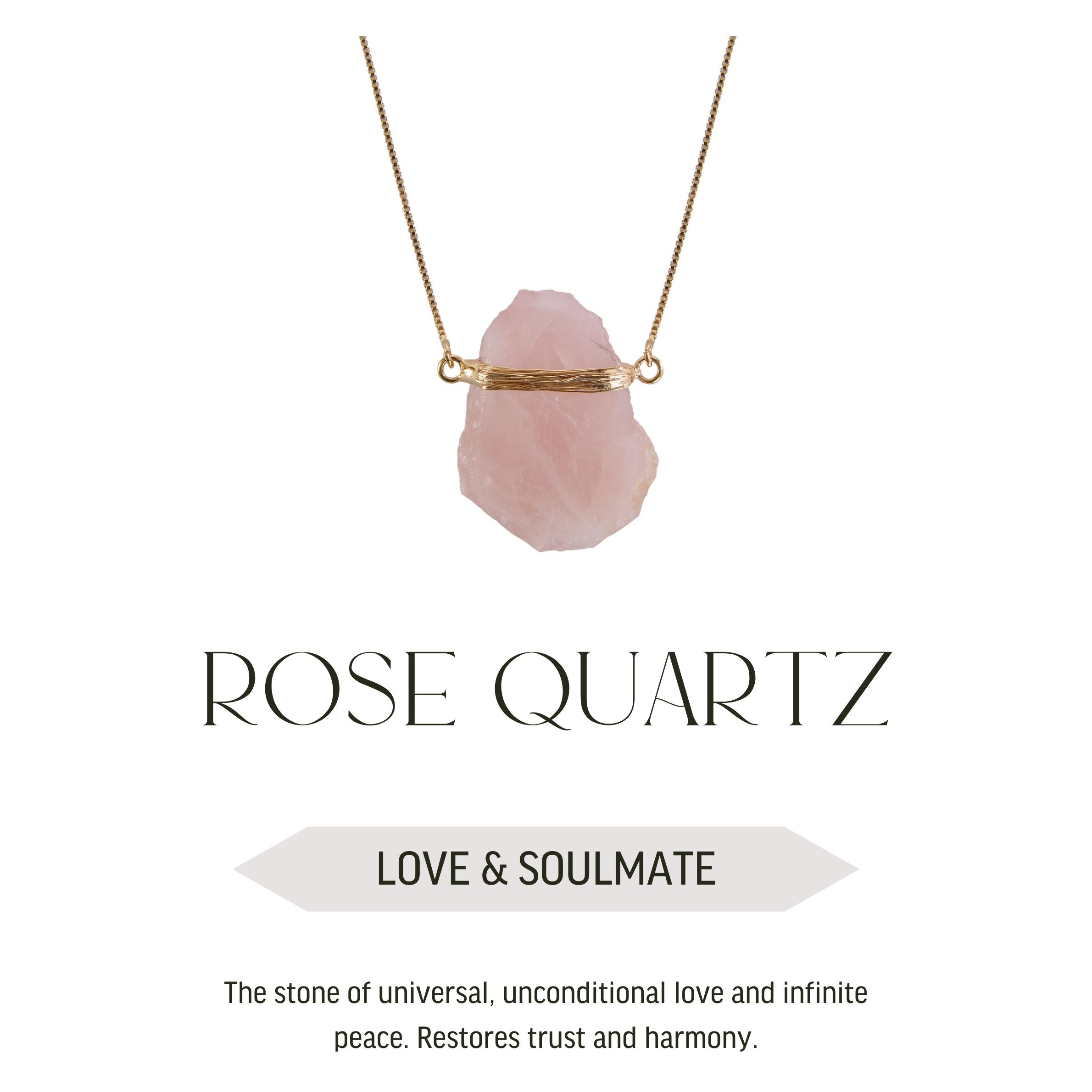 Rose Quartz Wrapped Necklace - Gold Plated - L