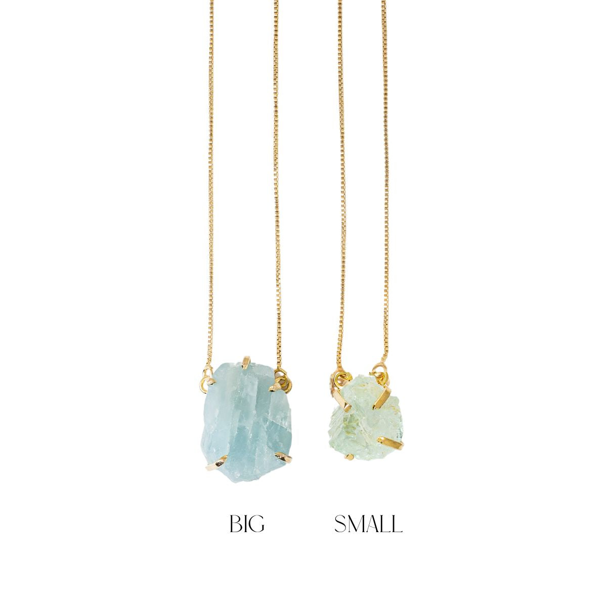 Small Aquamarine - Lollipop Necklace - Gold Plated