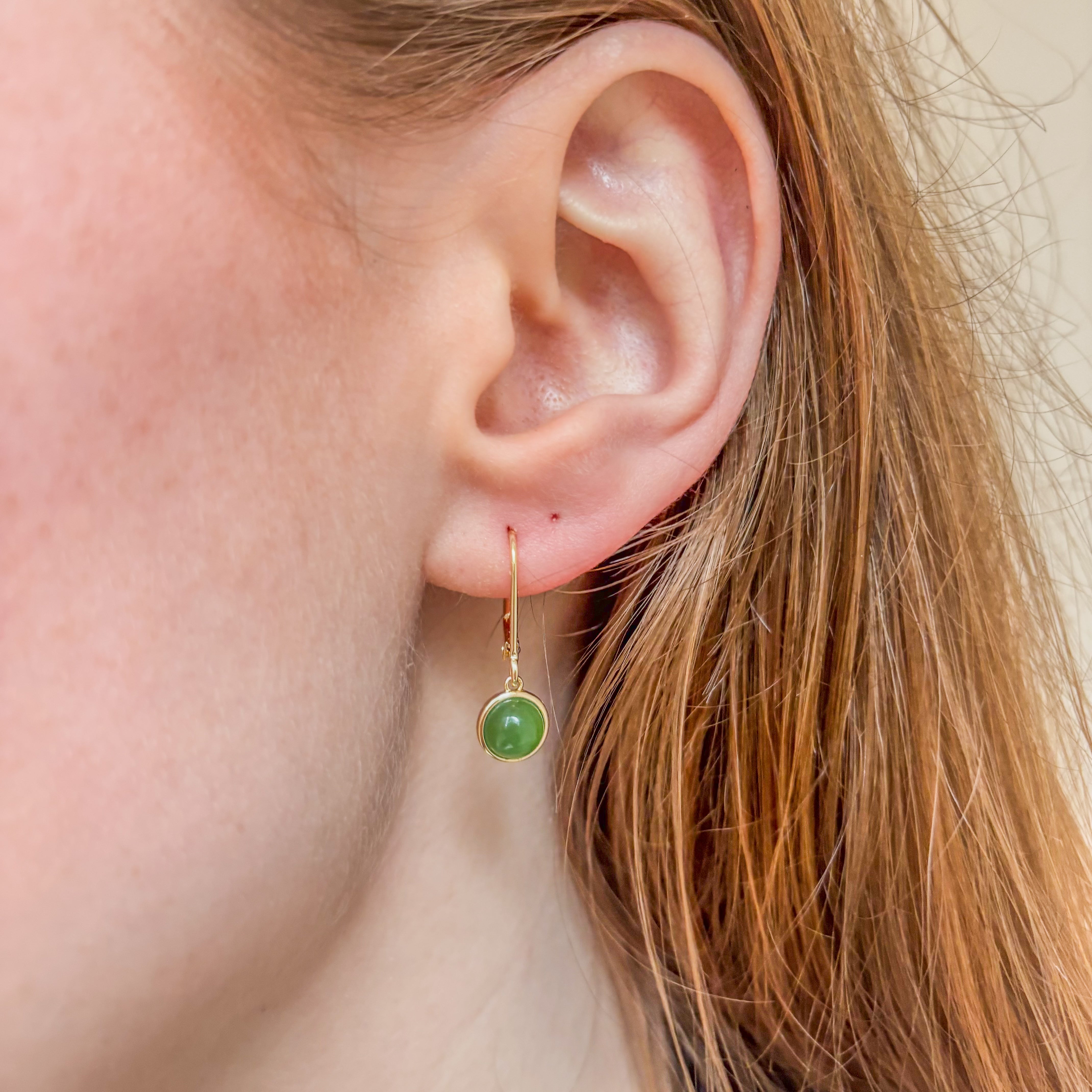 Jade Hoops Earrings- Gold Plated/Sterling Silver