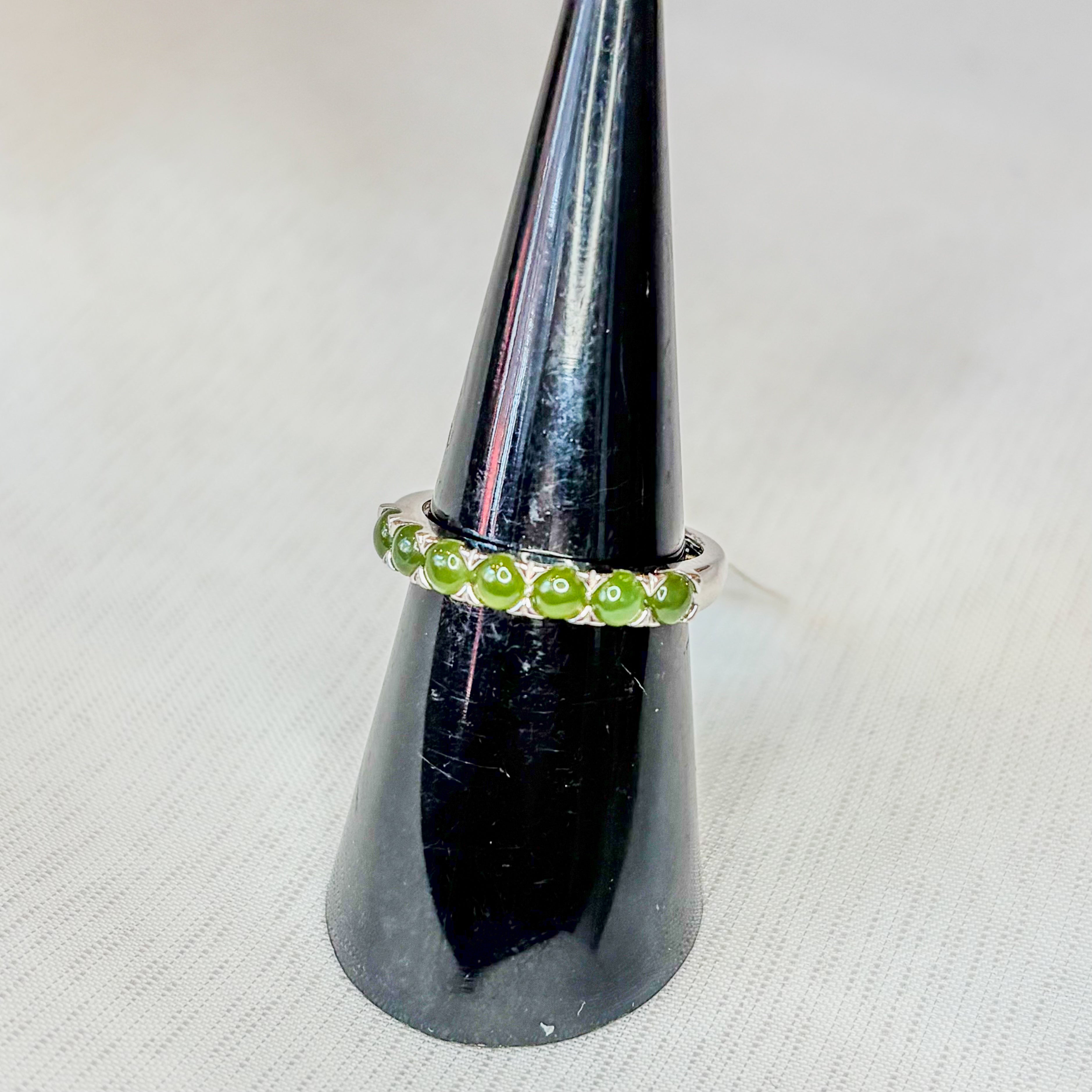 Jade 7 stones Ring - Sterling Silver