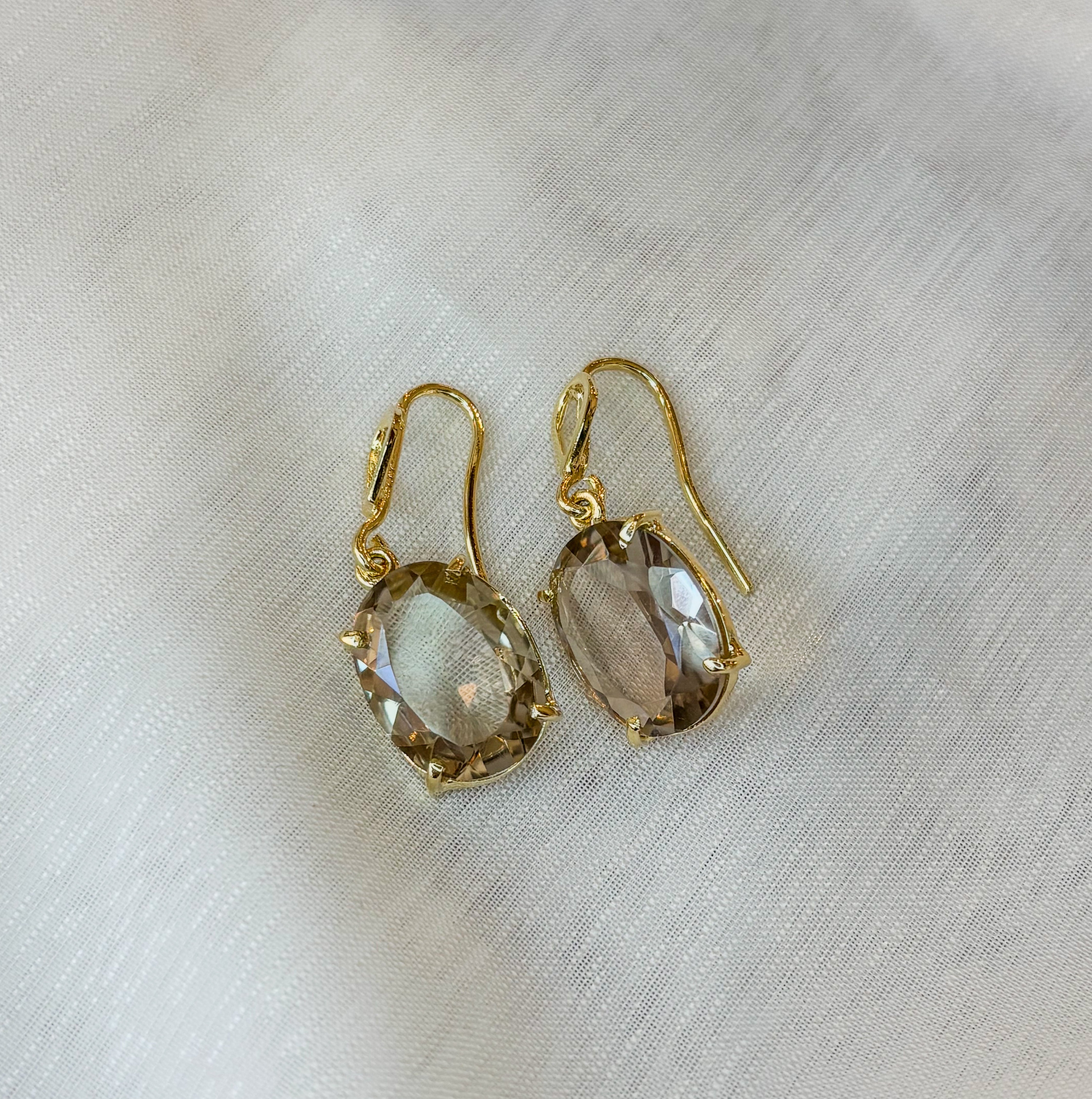 Smoky Quartz Eclipse Drift Earrings - Vermeil