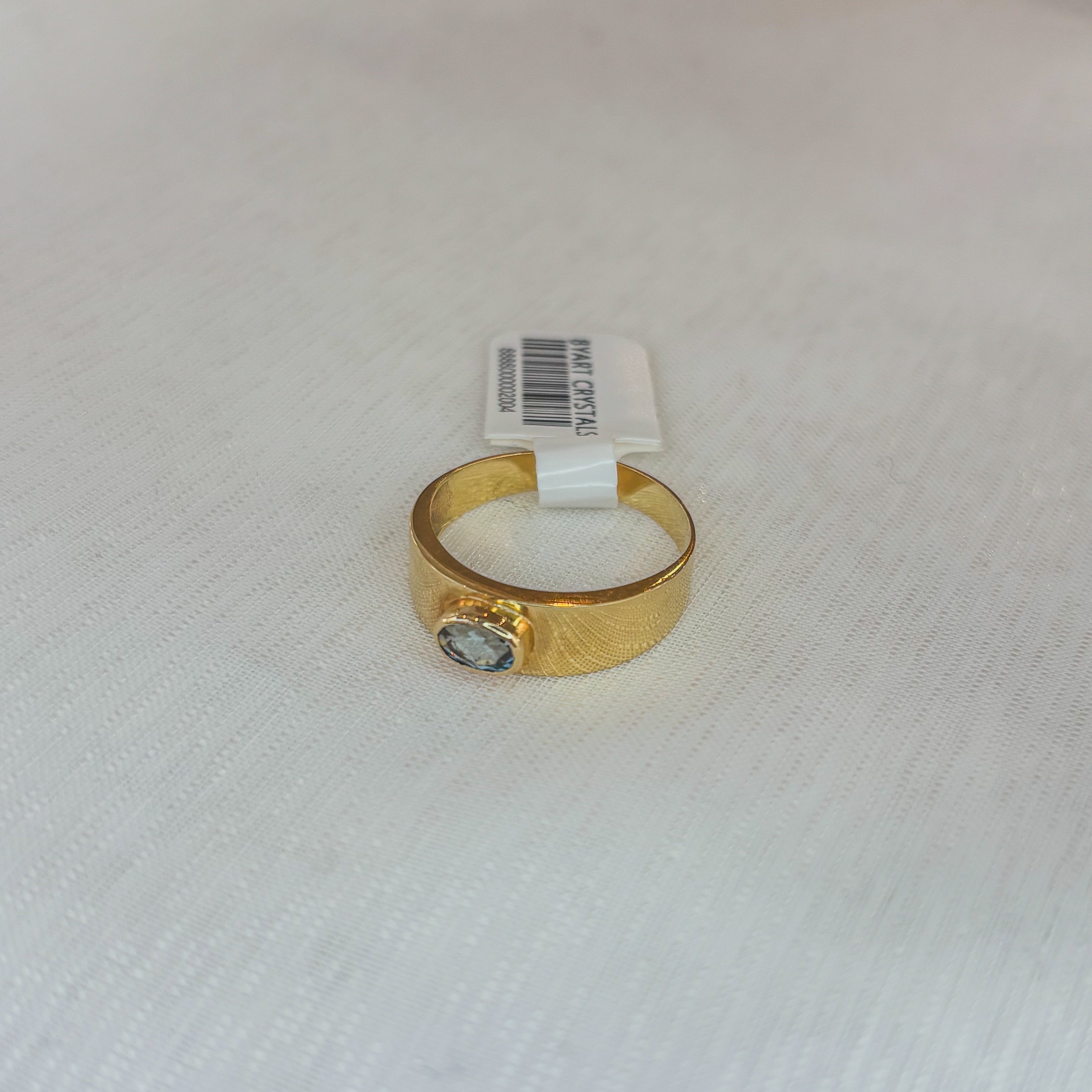 Aquamarine Oval Horizon Ring - Gold 18k