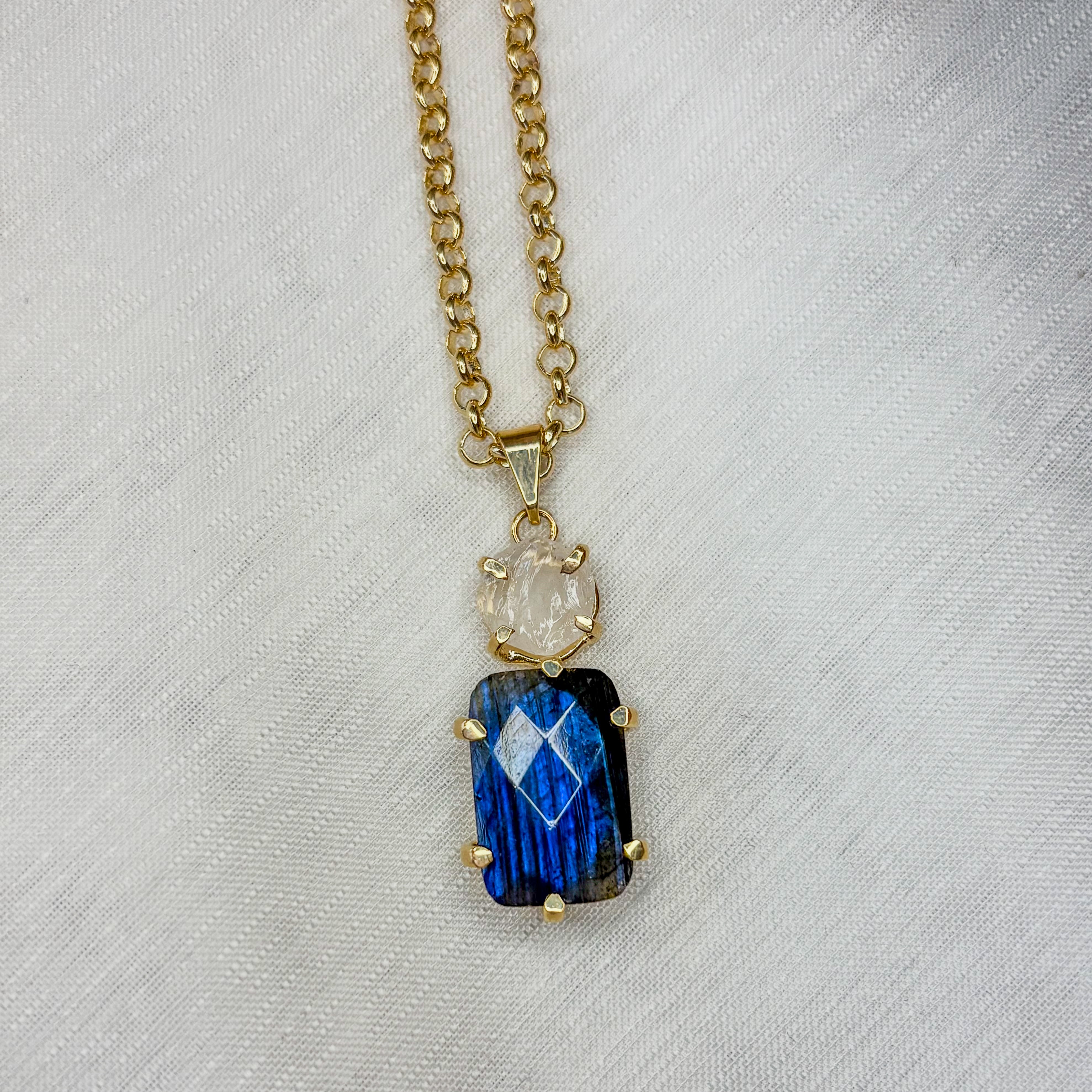 Labradorite Raw Pendant - Cosmic Queen Gold Plated