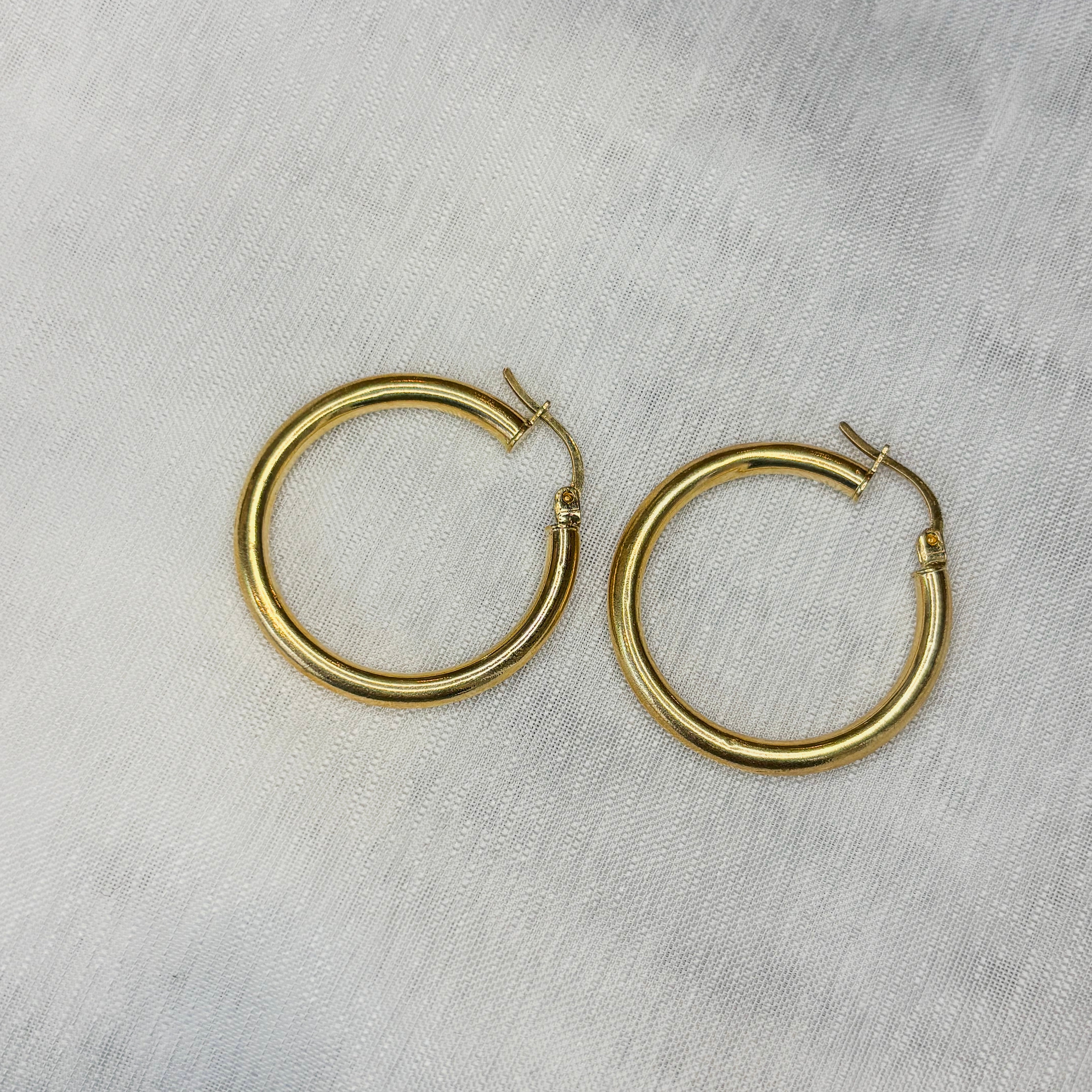 Classic Hoops Medium Size Earrings - 14k Solid Gold