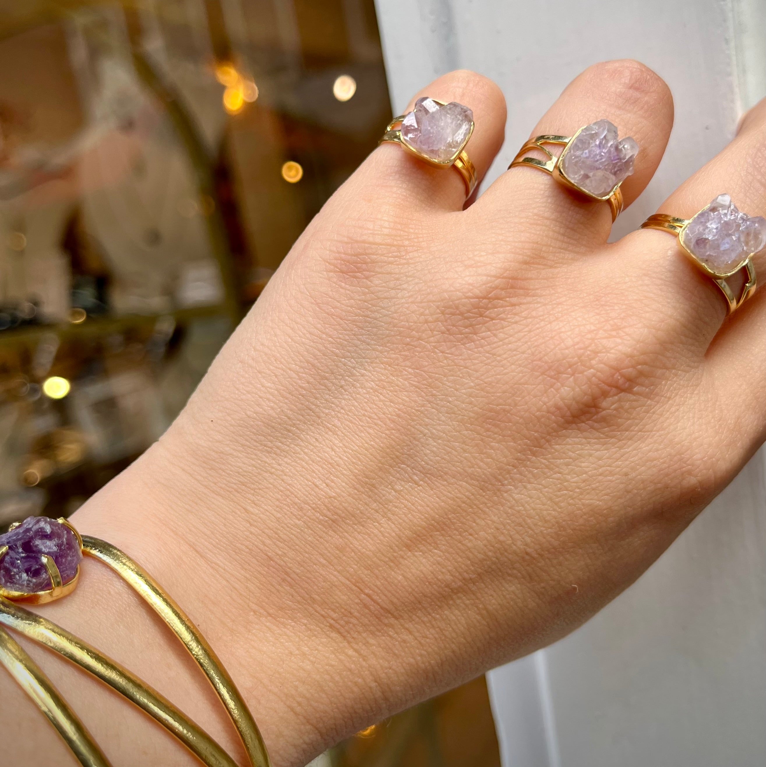 Raw Geode - Ring Adjustable - Gold Plated