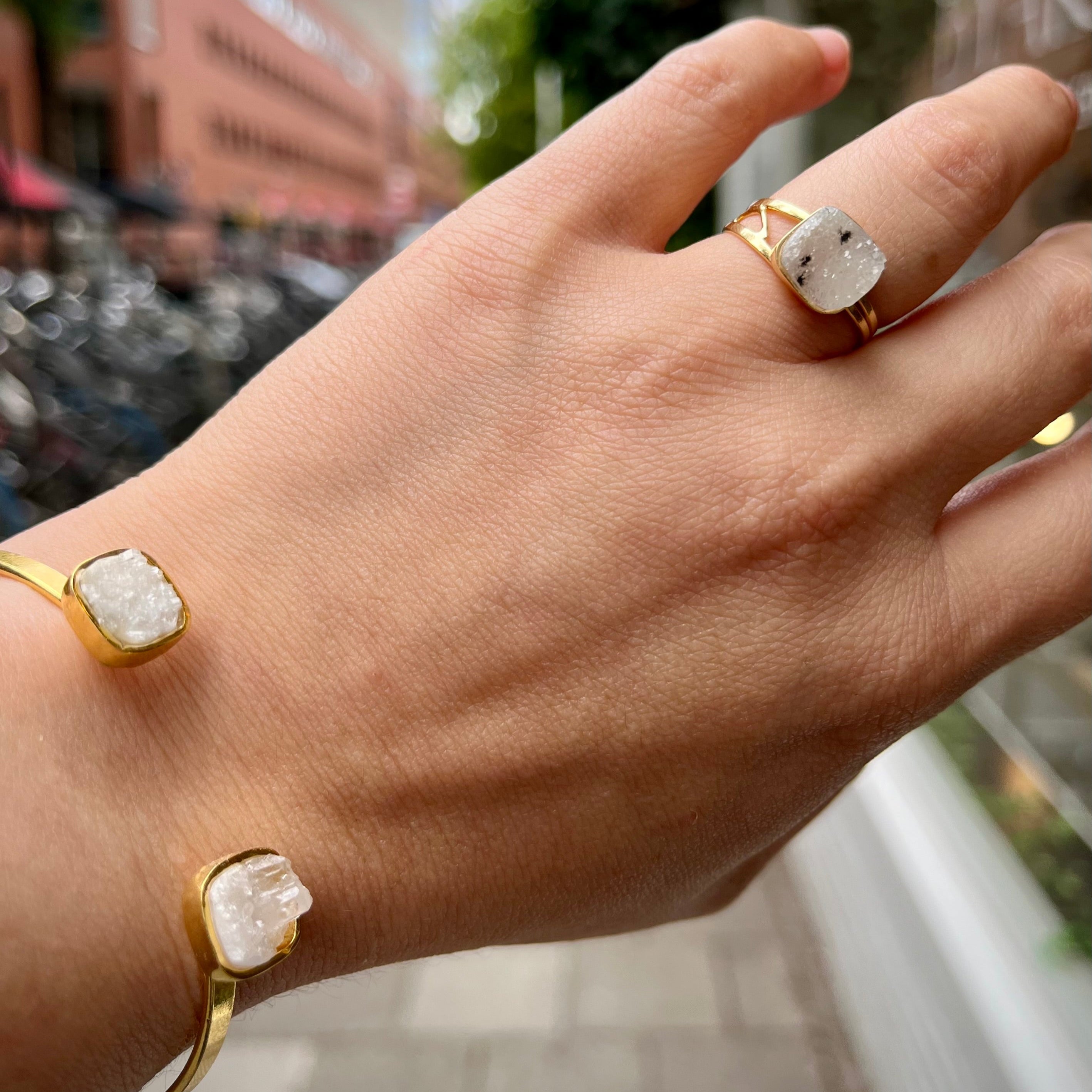 Raw Geode - Ring Adjustable - Gold Plated