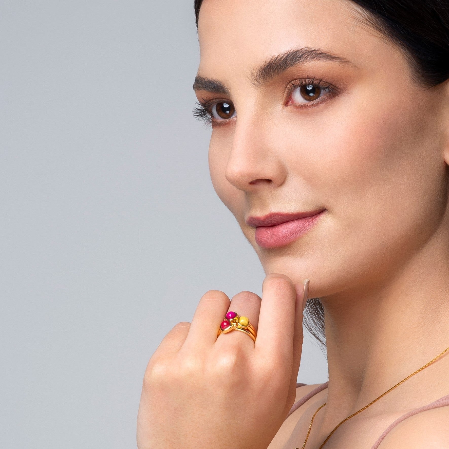 Tropical Sunset Howlite Ring - Gold Plated