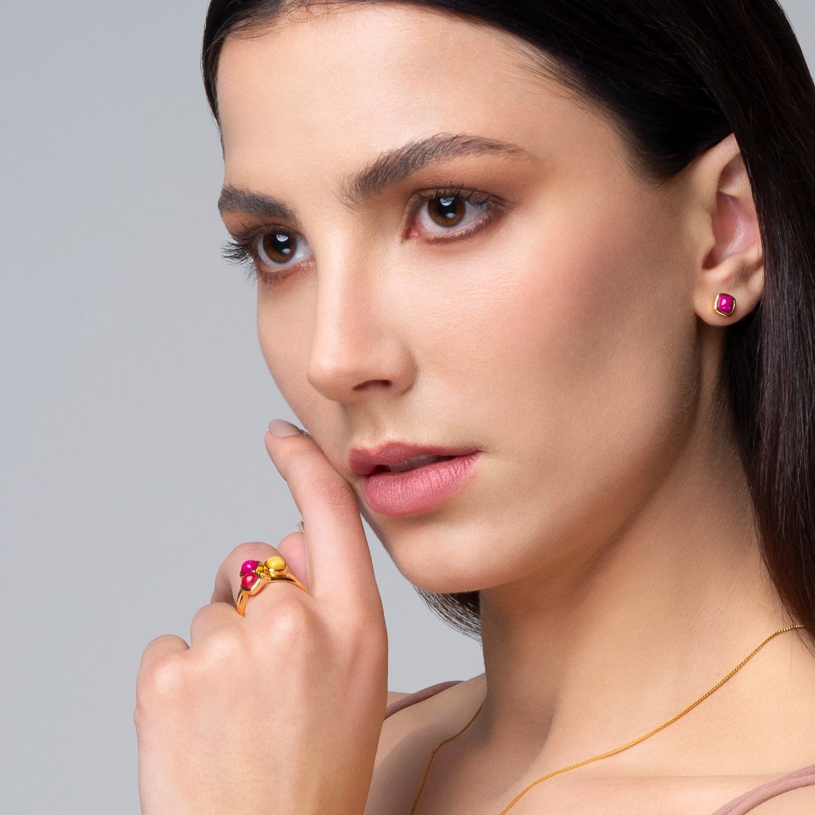 Tropical Sunset Howlite Ring - Gold Plated