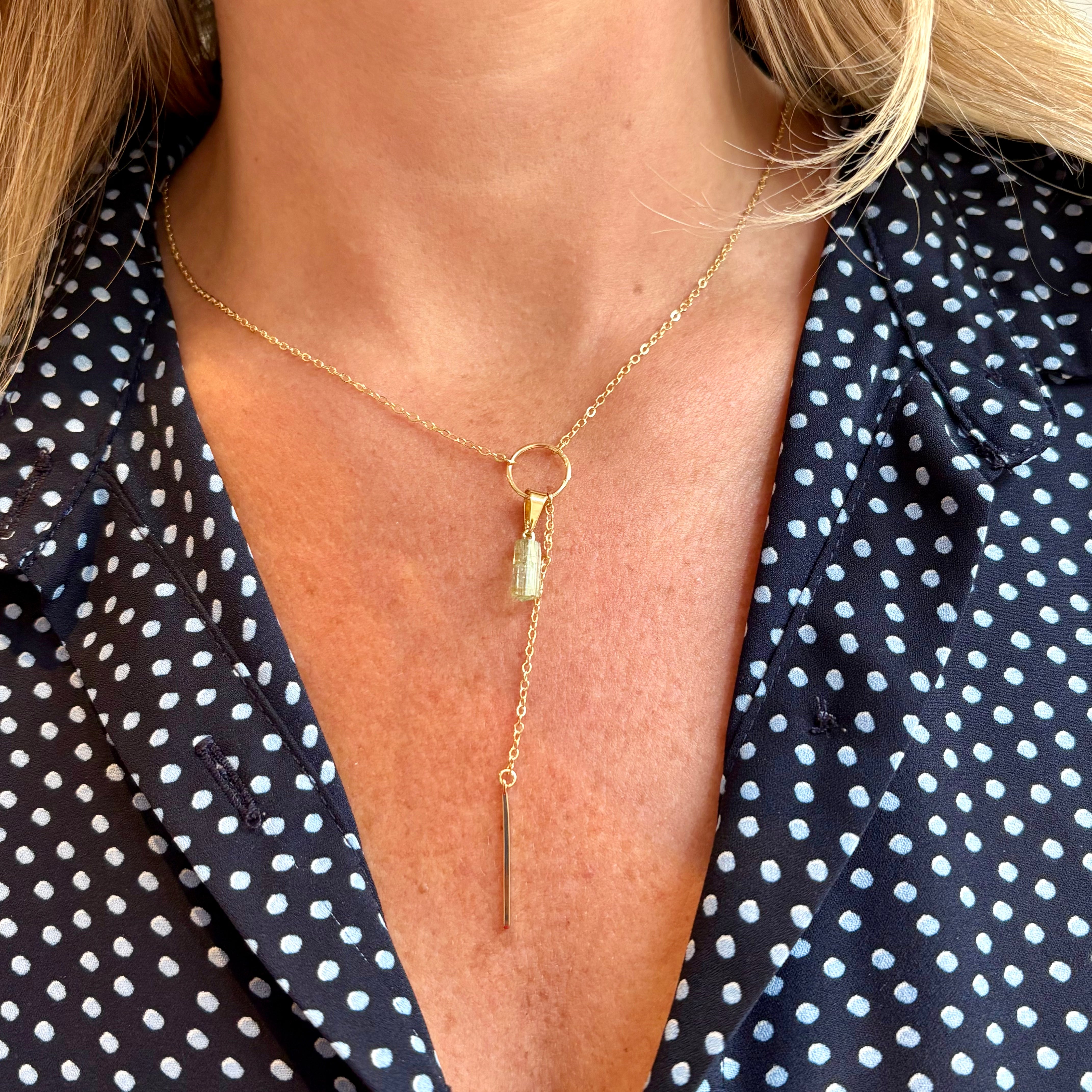 Green Tourmaline - Pristine Necklace - Gold Plated