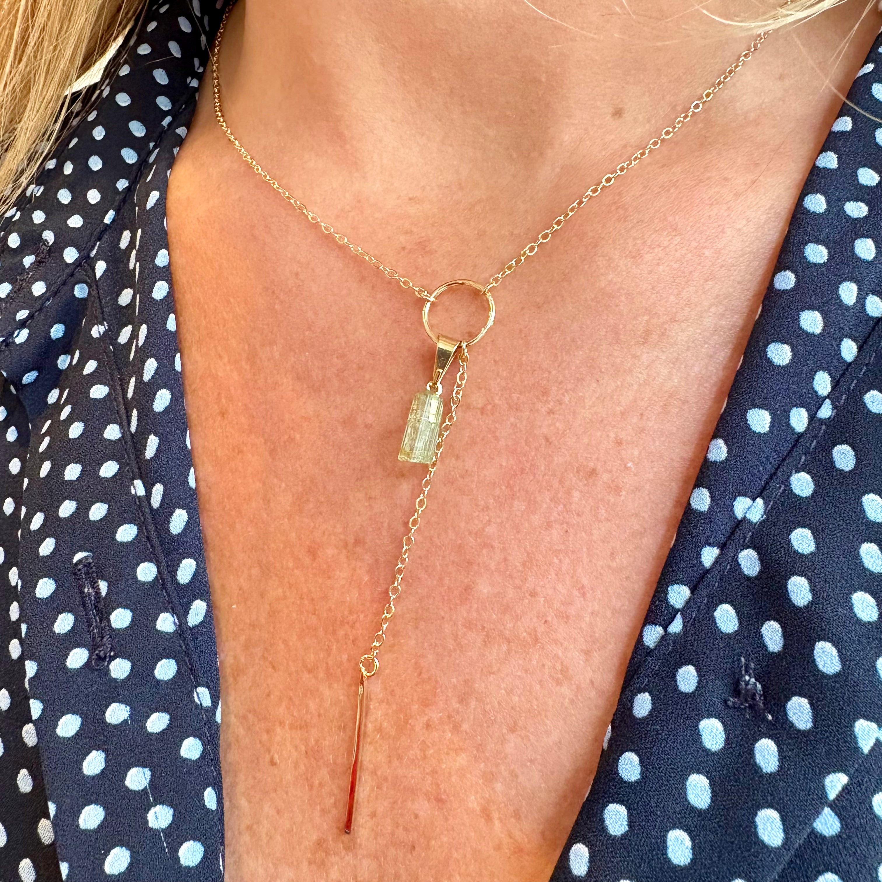 Green Tourmaline - Pristine Necklace - Gold Plated