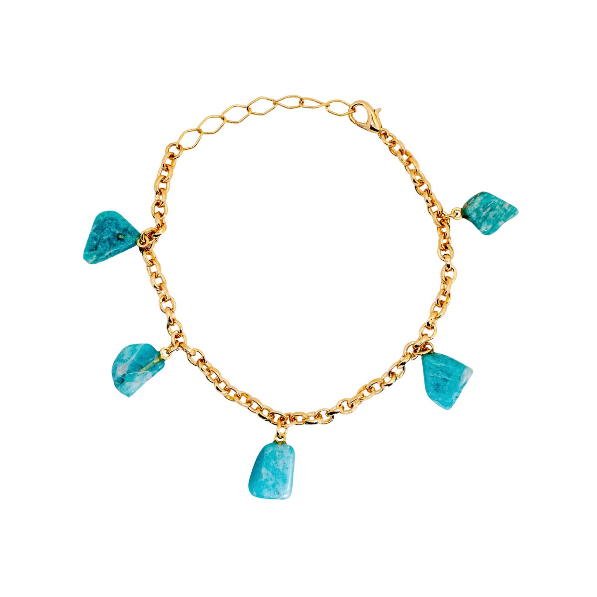 Amazonite - Tumbled 5 Stones - Bracelet - Gold Plated
