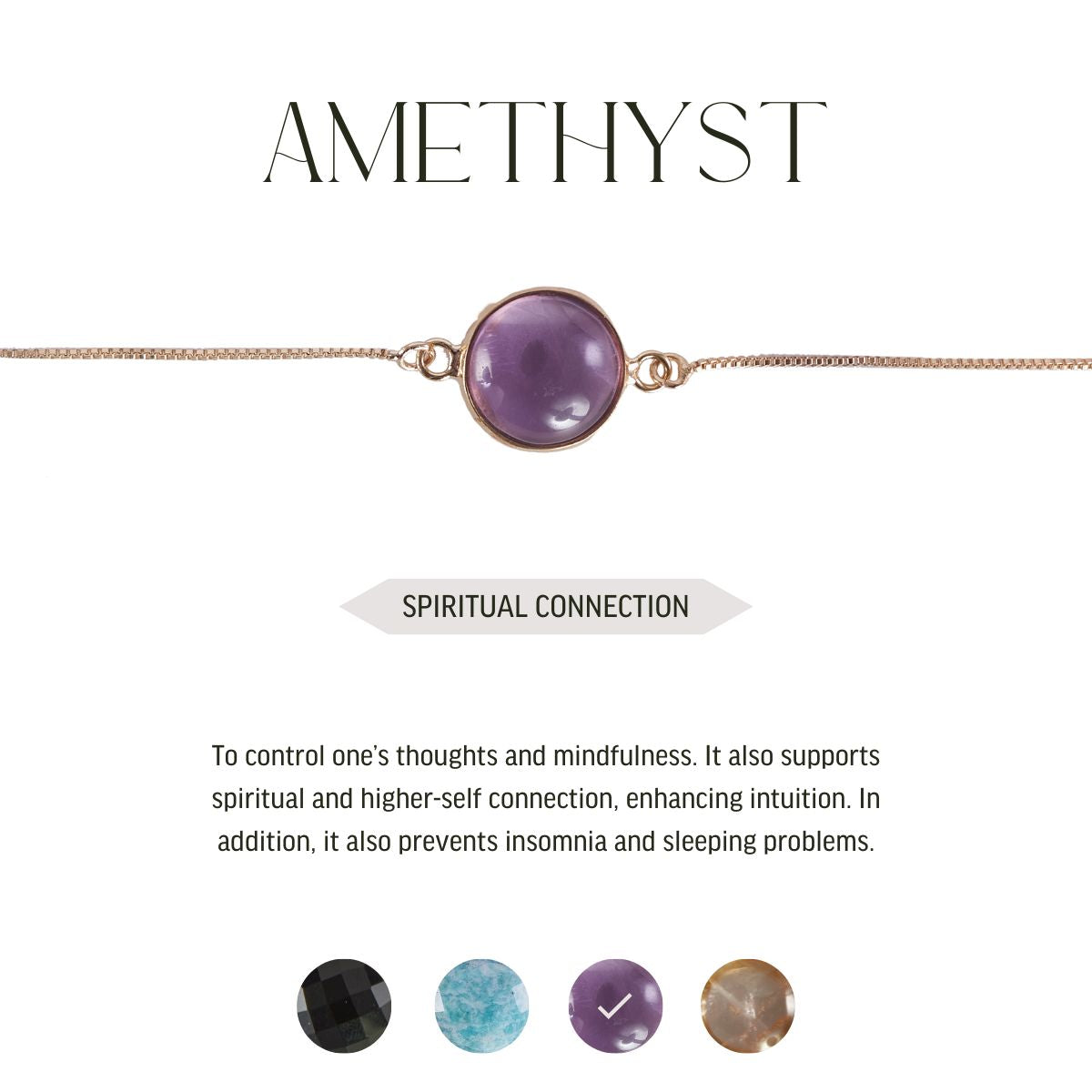 Amethyst & Rose Quartz - Mini Moon - Bracelet - Gold Plated