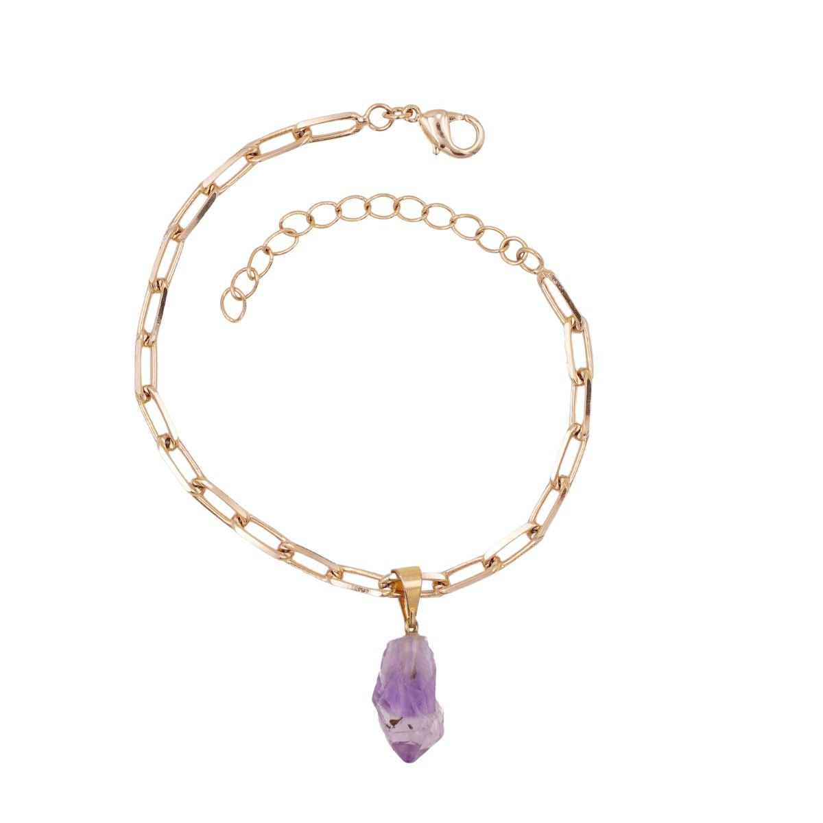 Amethyst - Charm Bracelet - Raw - Gold Plated