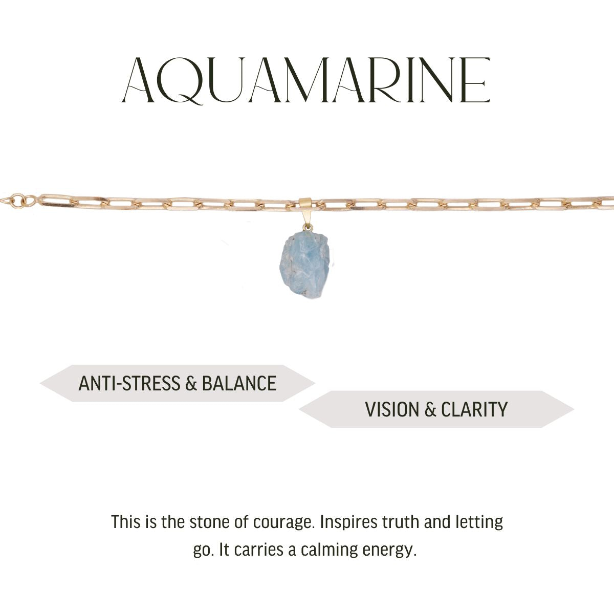 Aquamarine  - Charm Bracelet - Raw - Gold Plated