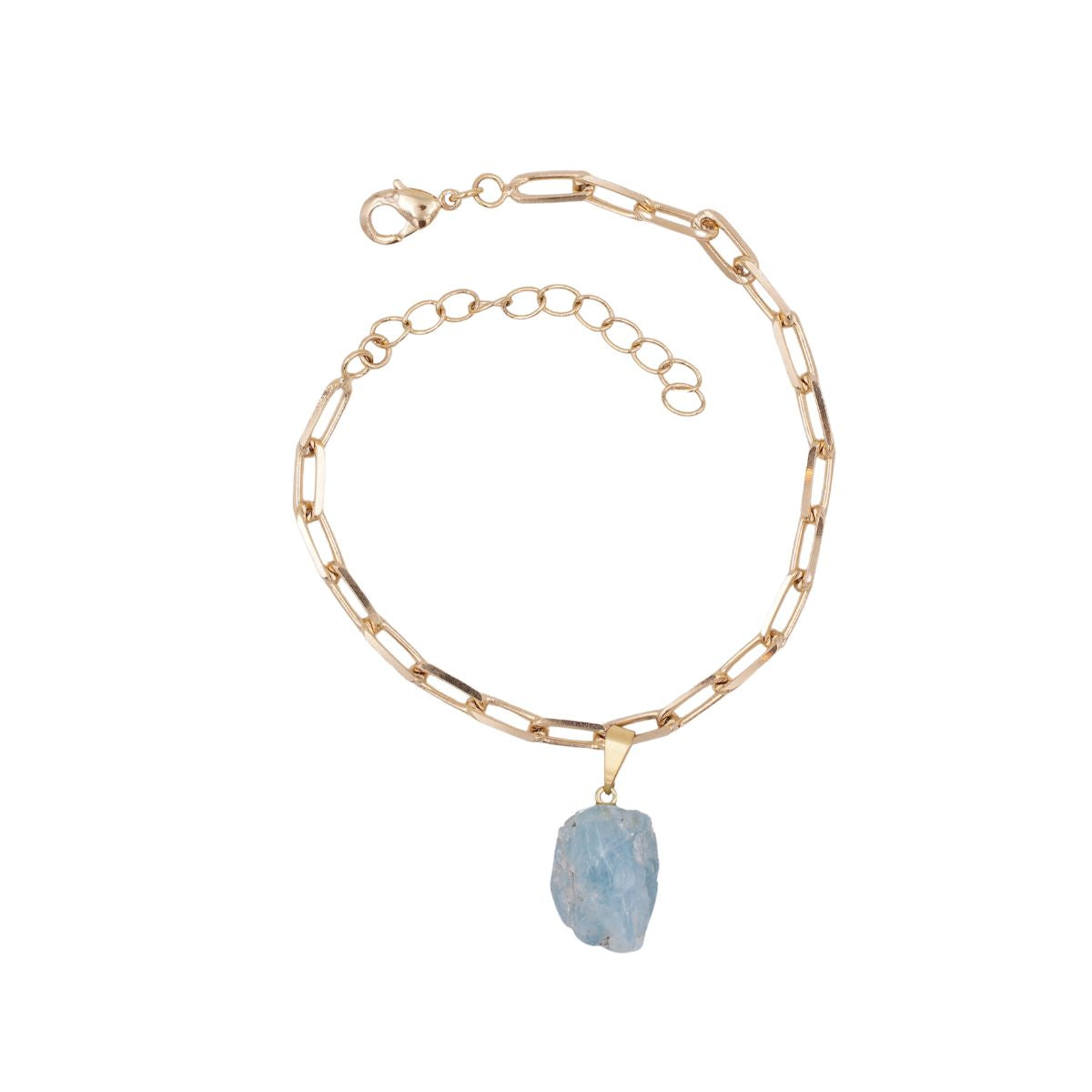 Aquamarine  - Charm Bracelet - Raw - Gold Plated