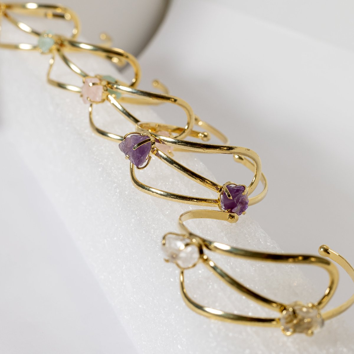 Rose Quartz - Infinity Bracelet - Gold Plated