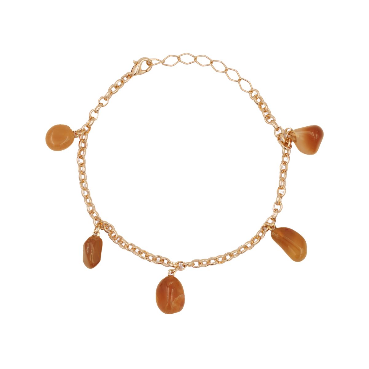 Citrine - Tumbled 5 Stones - Bracelet - Gold Plated