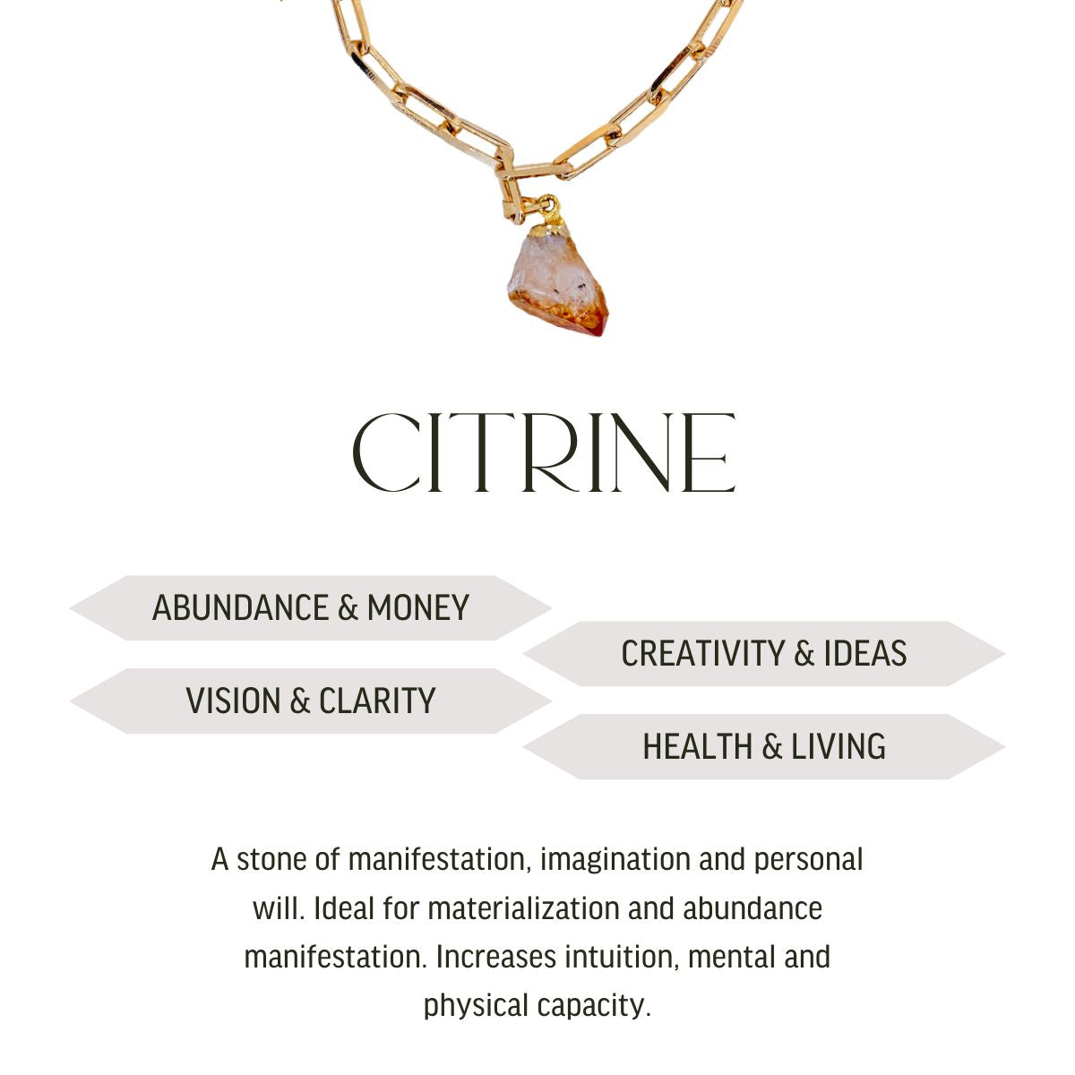 Citrine - Charm Bracelet - Raw - Gold Plated