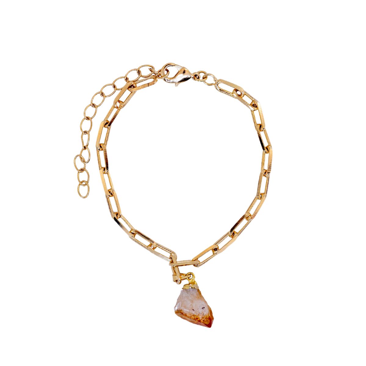 Citrine - Charm Bracelet - Raw - Gold Plated