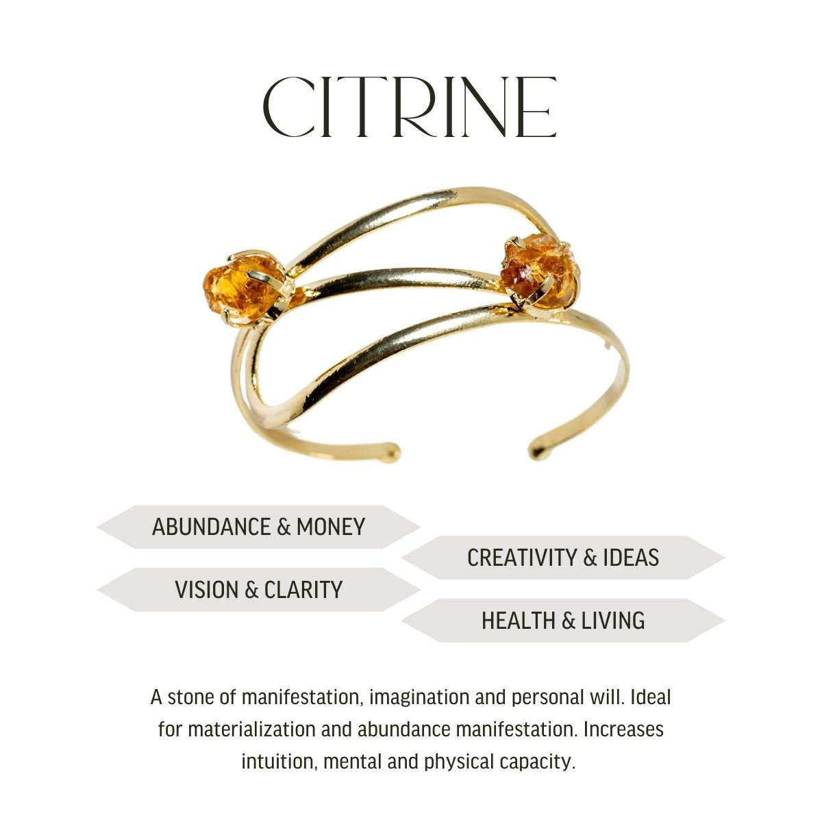 Citrine - Infinity Bracelet - Gold Plated