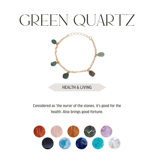 Green Quartz - Tumbled 5 Stones - Bracelet - Gold Plated