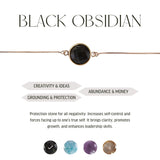 Amazonite & Black Obsidian - Mini Moon - Bracelet - Gold Plated
