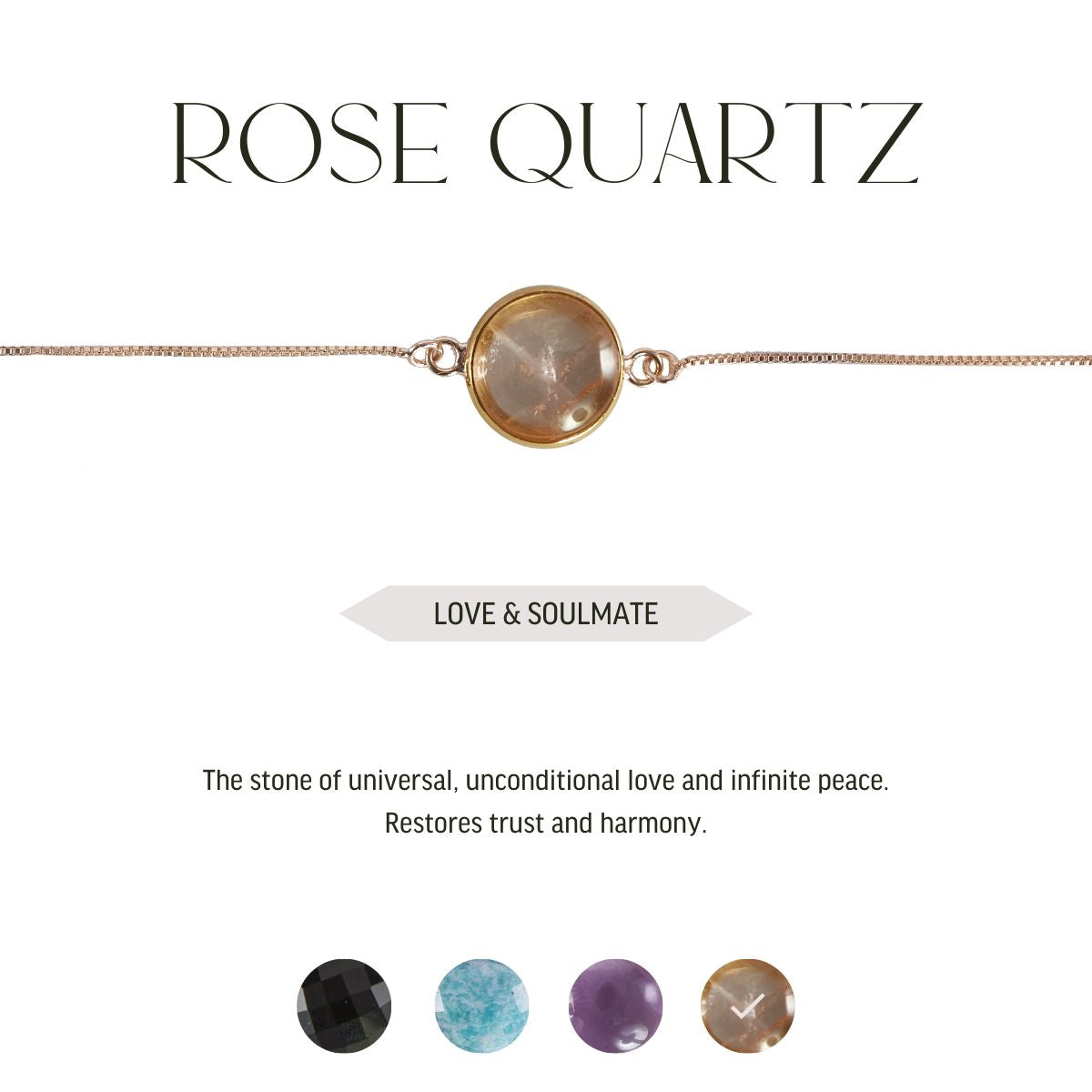 Amethyst & Rose Quartz - Mini Moon - Bracelet - Gold Plated