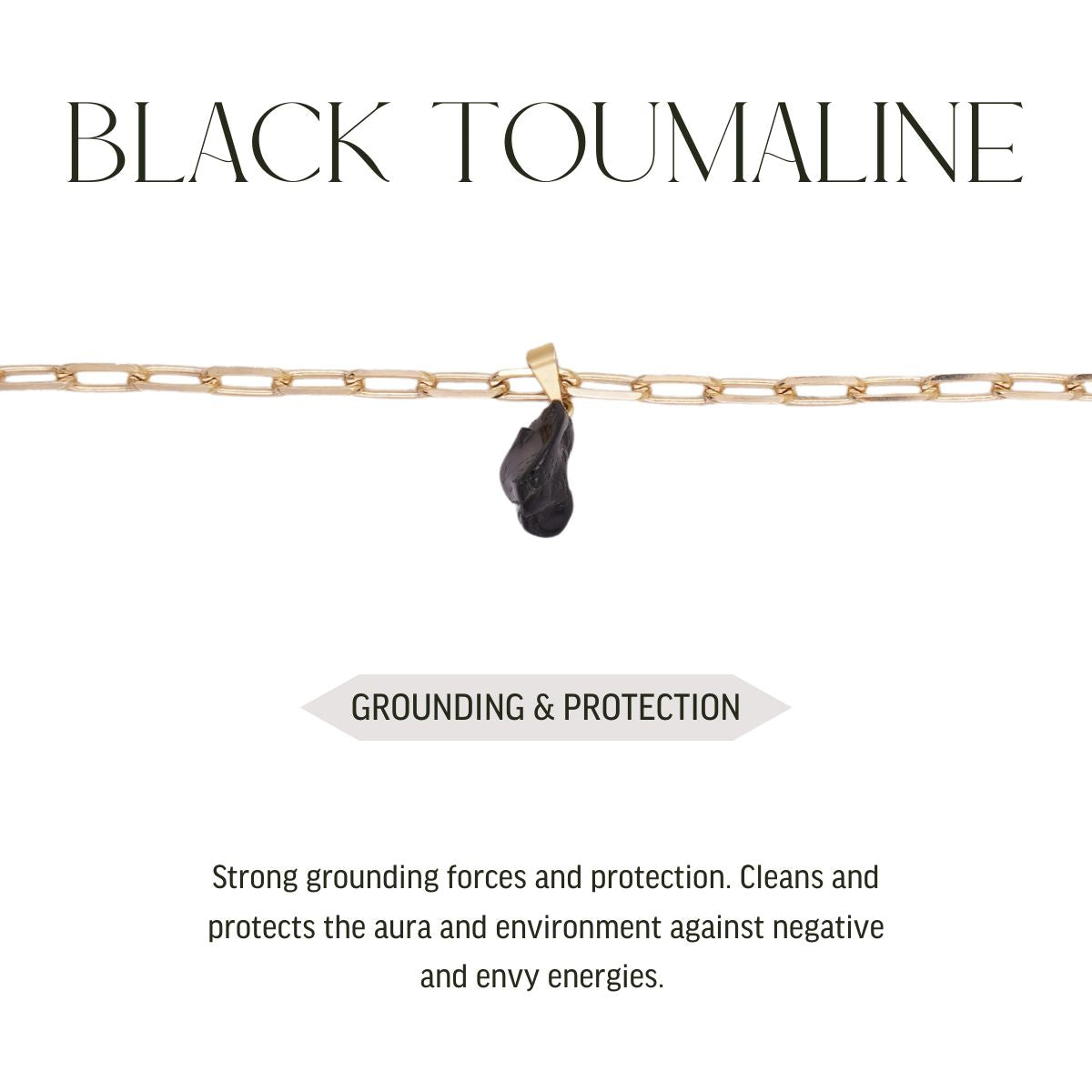 Black Tourmaline - Charm Bracelet - Raw - Gold Plated
