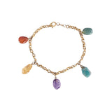 5 Different Tumbled Stones Bracelet - Gold Plated