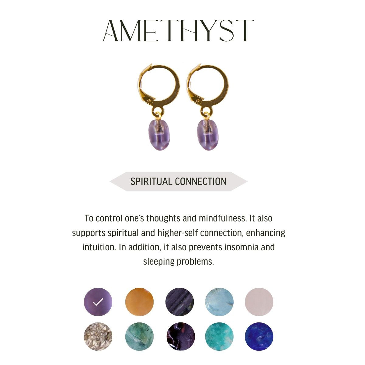 Amethyst - Raw Hoop Earrings - Gold Plated