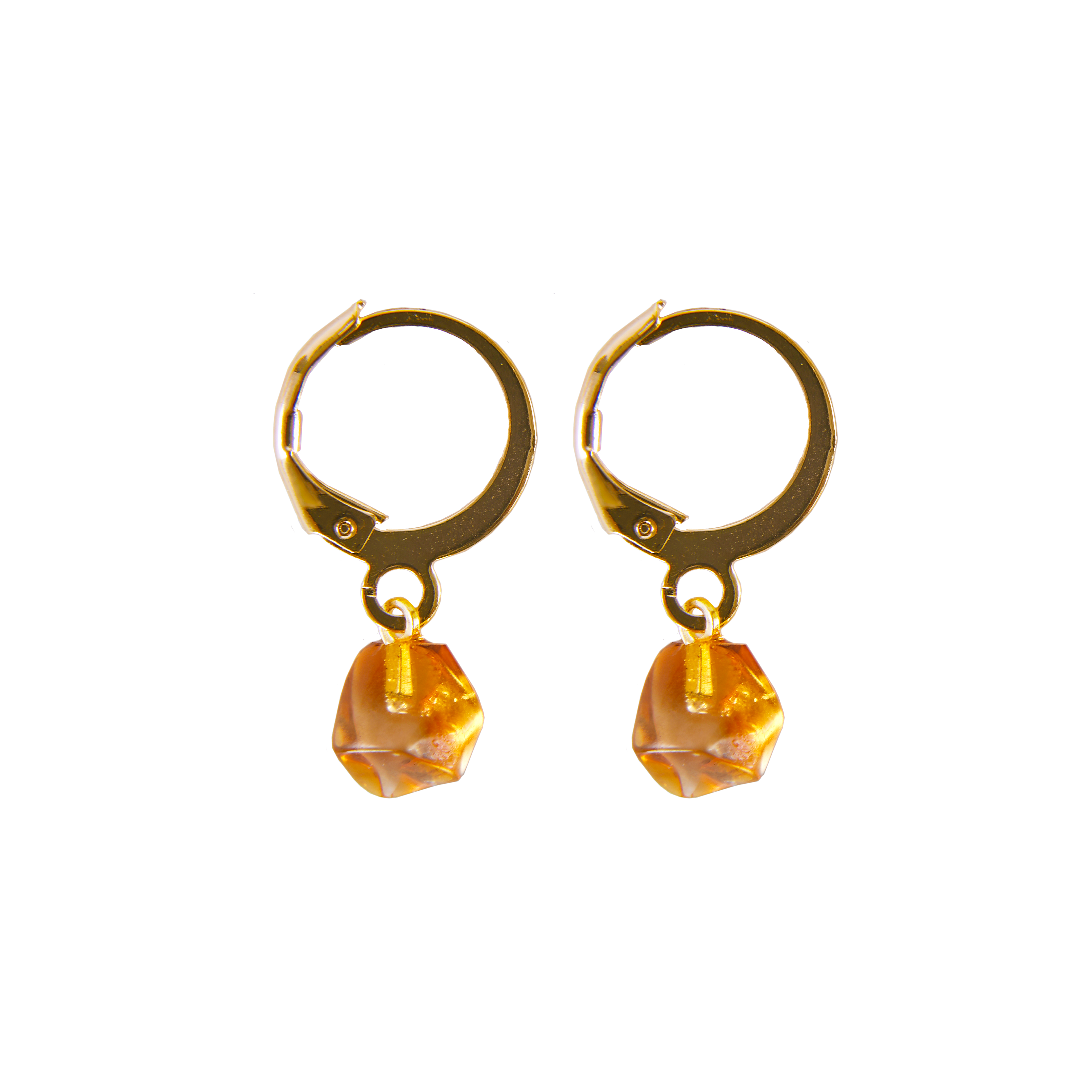 Citrine - Raw Hoop Earrings - Gold Plated