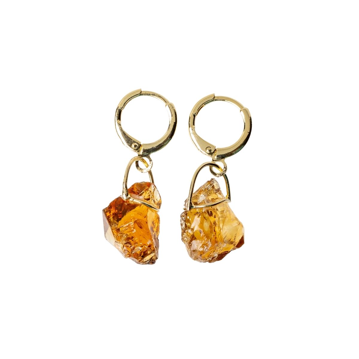 Citrine - Hoops Lollipop - Gold Plated
