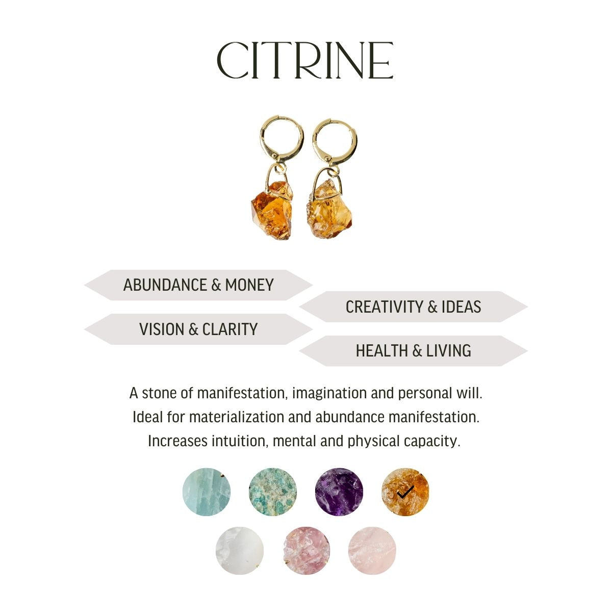 Citrine - Hoops Lollipop - Gold Plated