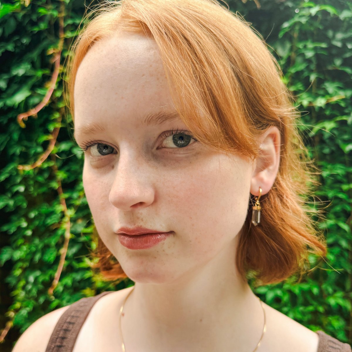 Clear Quartz Pointed Prism - Hoop Earrings - Gold Plated