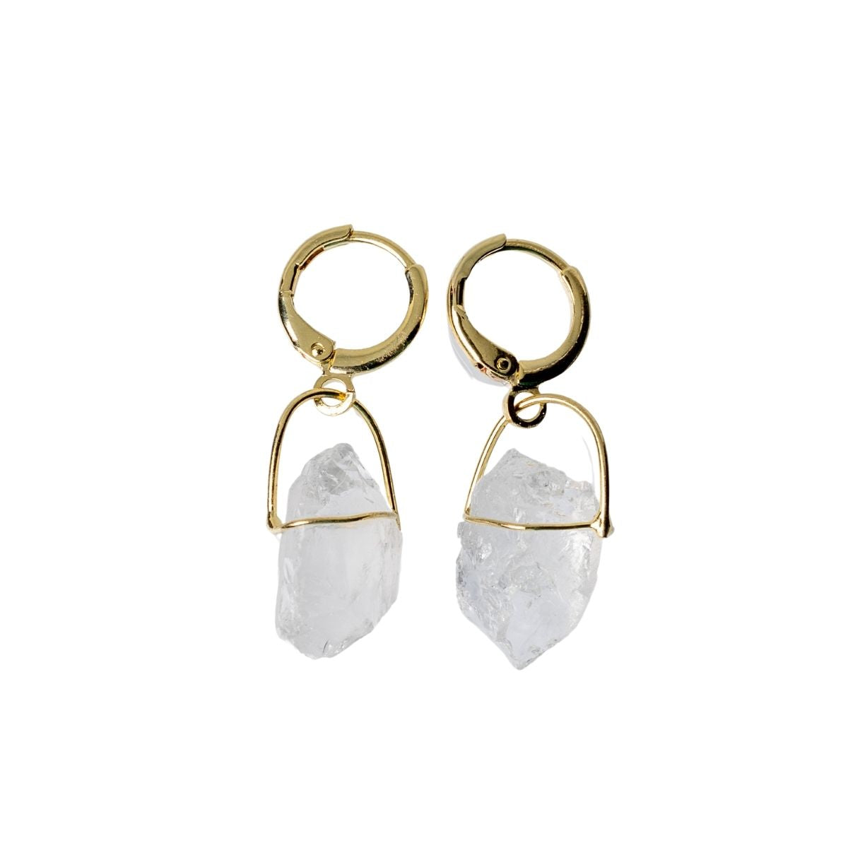 Clear Quartz - Hoops Lollipop - Gold Plated