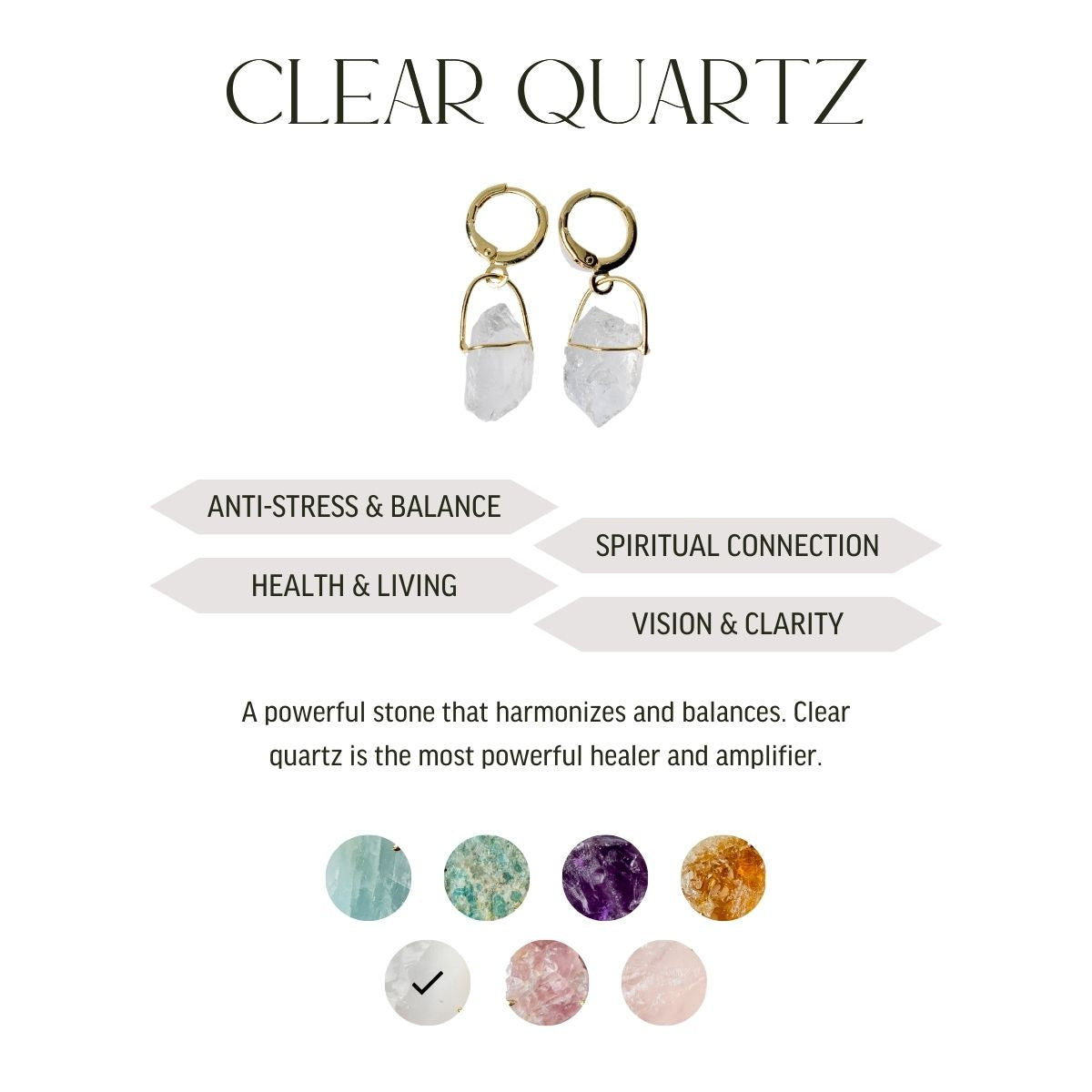 Clear Quartz - Hoops Lollipop - Gold Plated