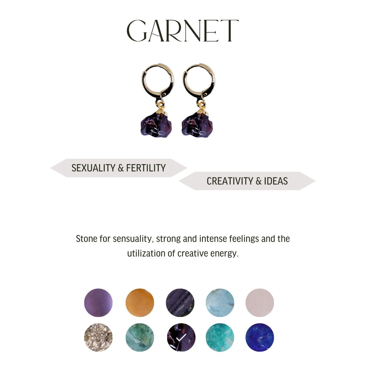 Garnet - Raw Hoop Earrings - Gold Plated